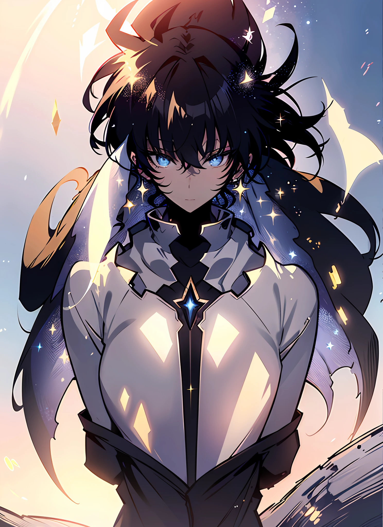 ((Girl in a suit)), ((Gorgeous Starry Sky Background)), ((Ultra Definition)), ((Best Illustration)), ((Cinematic Lighting)), Dynamic Angle, Floating, Detail, (Glitter: 1.2), (Shine: 1.2), (Shine: 1.2), Classic, (Paint: 1.1), (Sketch: 1.1), (Best Quality), (Masterpiece: 1.2), (Anime-style), ( Solo), Beautiful Detail Face, (Big Eyes: 1.3), Red Hair, (Long Hair: 1.2), (Floating Hair: 1.2), (Suit), Detailed Costumes, (Shining Sword: 1.3), (Magic Effects: 1.3), (Cute Boots: 1.1), (Transparent Fabric: 1.1), (Glitter: 1.2), (Glow: 1.2), (Glow: 1.2), (Shine: 1.2), (Flicker: 1.2), (Dazzle: 1.2), Big, Ceremonial Clothes, Black Suit slacks