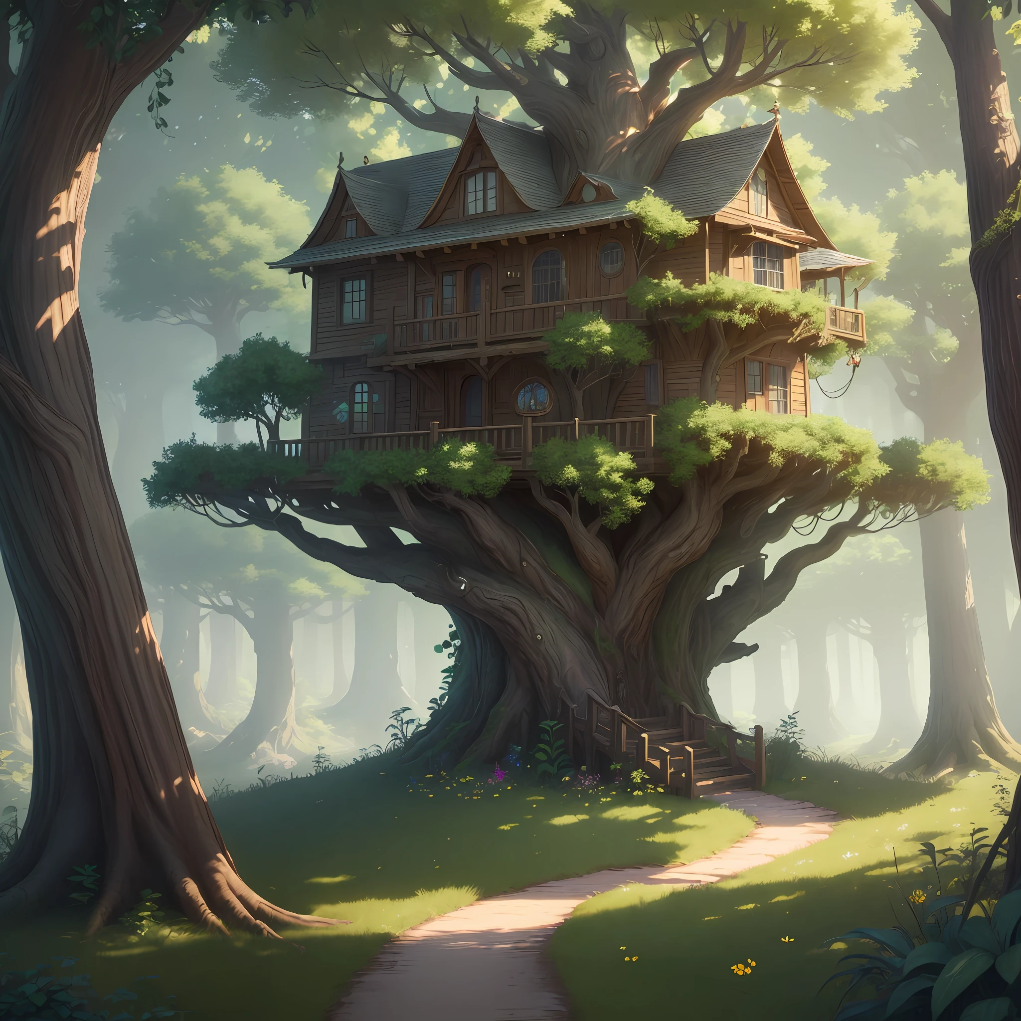 (((Masterpiece))), best quality, ultra-detailed CG unity 8k wallpaper, treehouse