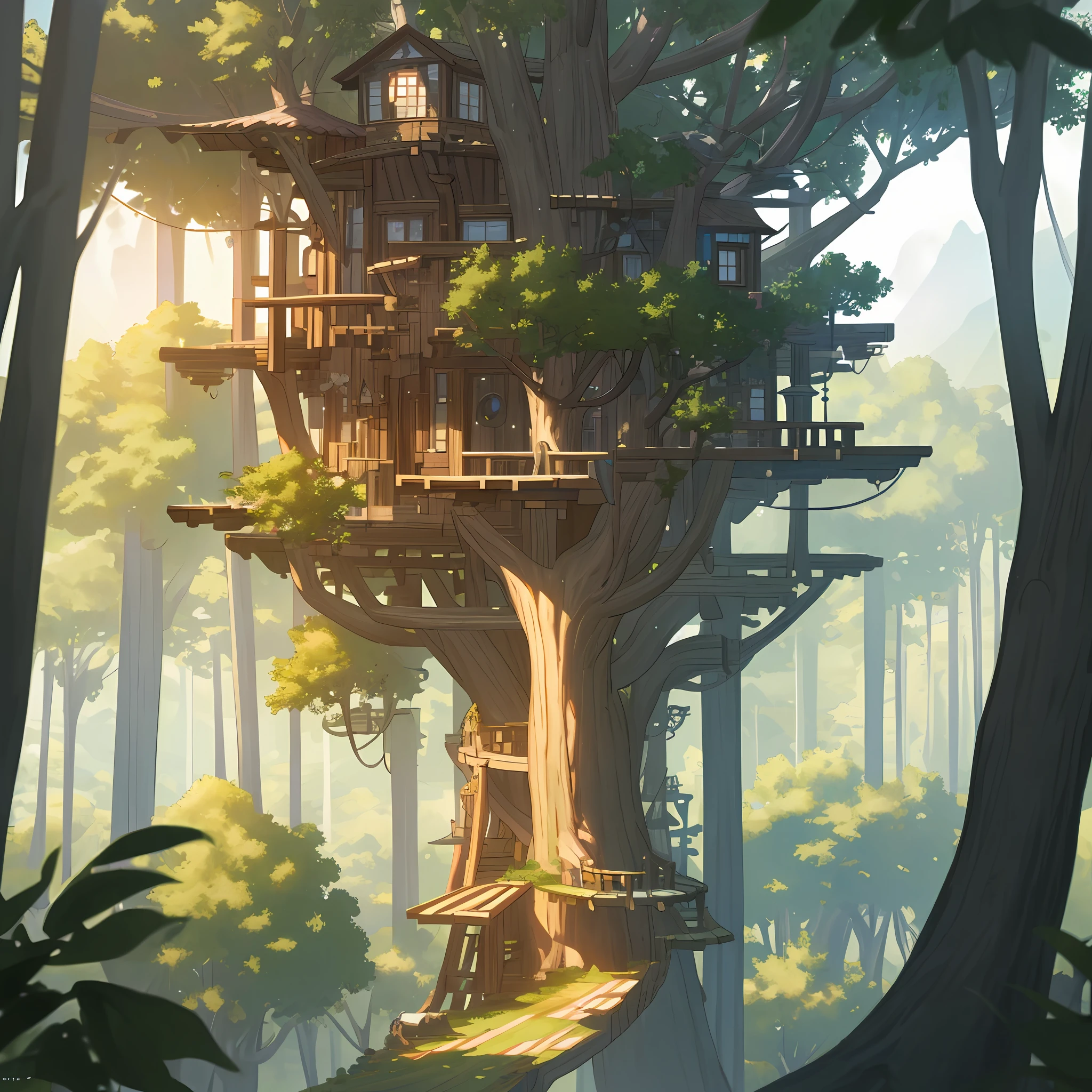 (((Masterpiece))), best quality, ultra-detailed CG unity 8k wallpaper, treehouse