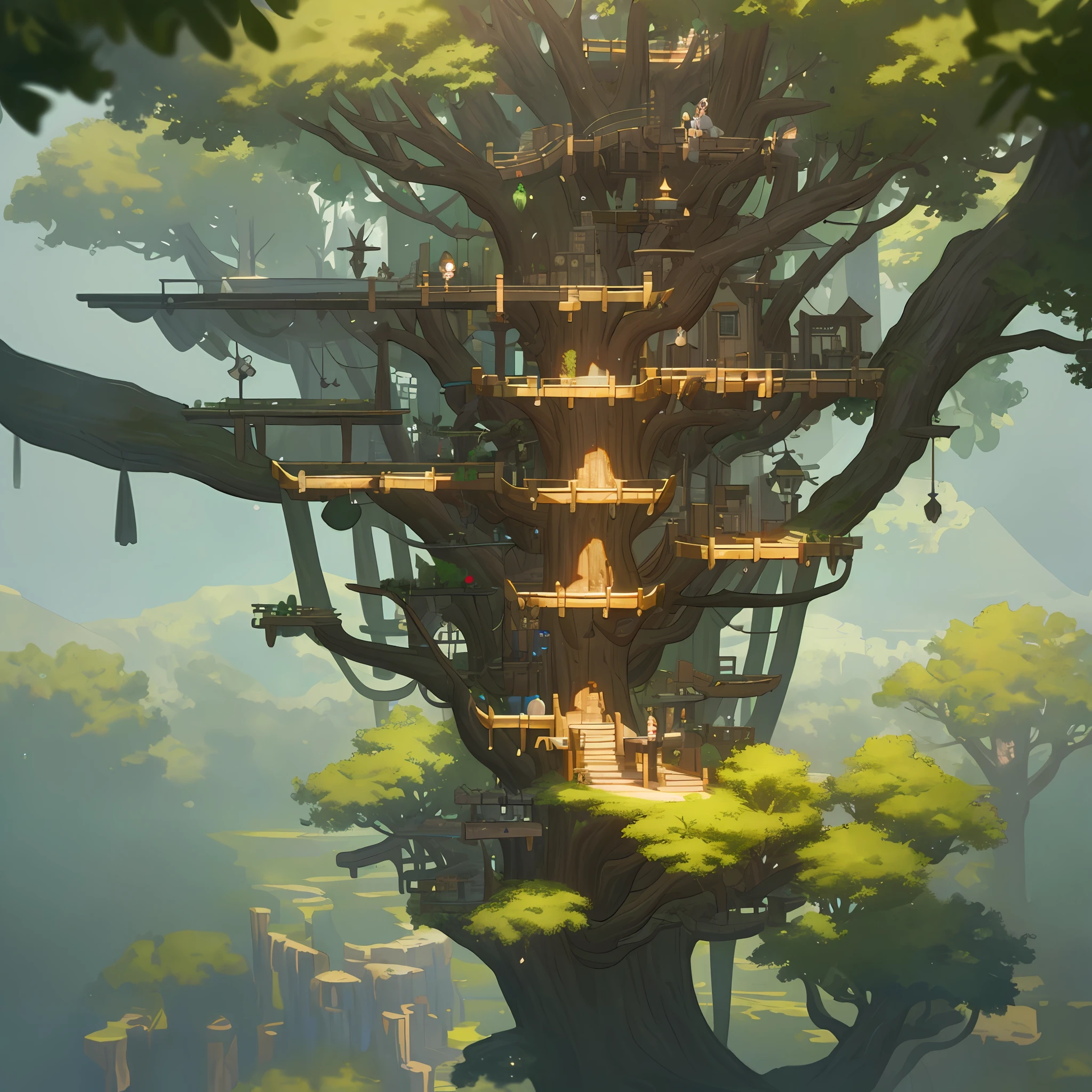 (((Masterpiece))), best quality, ultra-detailed CG unity 8k wallpaper, treehouse