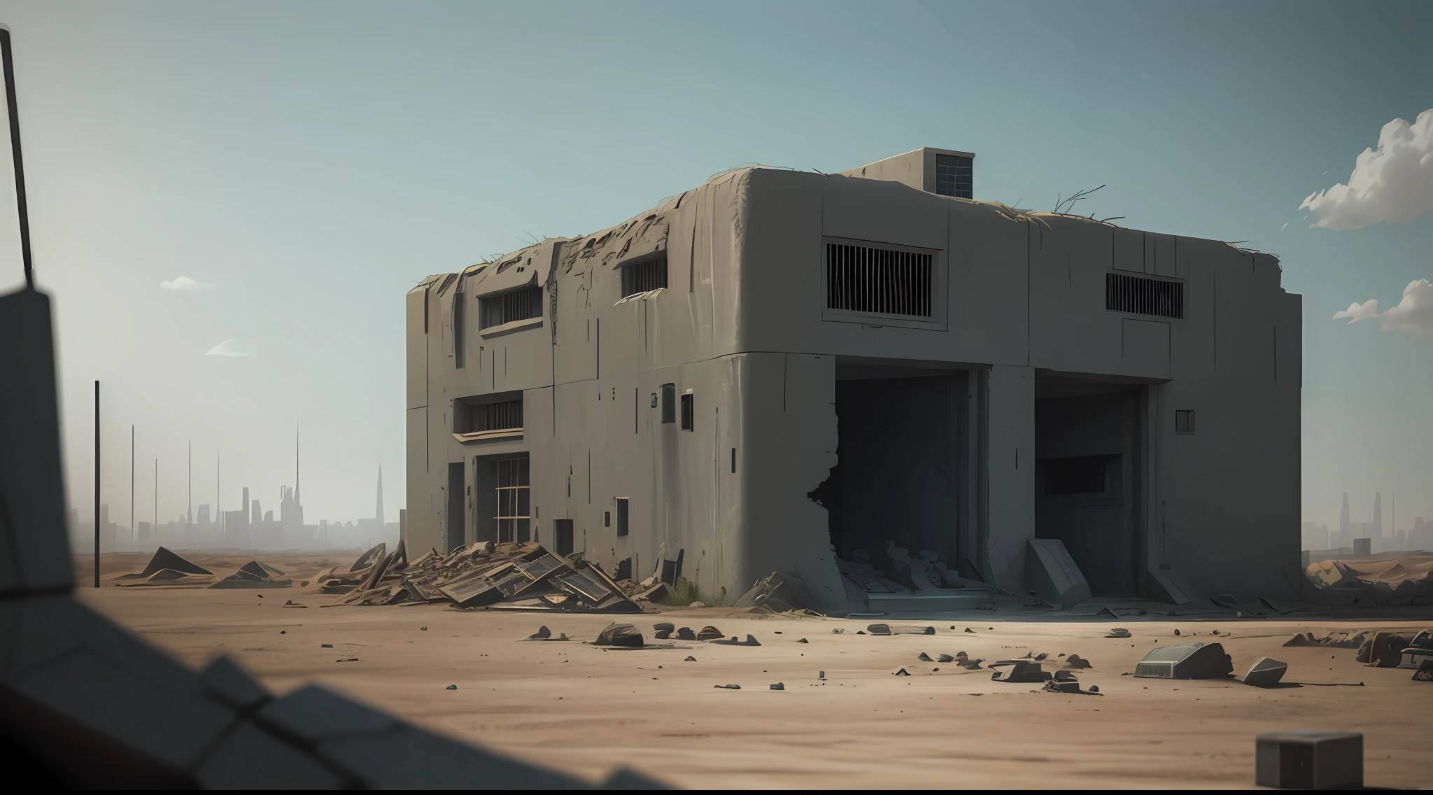 hidden bunker surrounded by remnants of rebellion, dystopian future (vibrant, photorealistic, realistic, hyperrealism, insanely detailed, dramatic, dark, sharp focus, 8k)