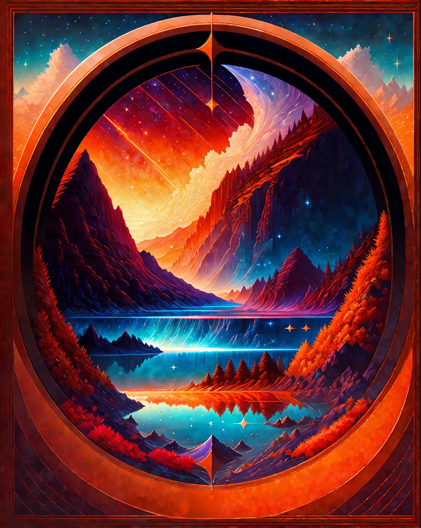 A beautiful earth filled with water and lava, intricate, masterpiece, expert, insanely detailed, 4k, composition, framing, centered, symmetry, painted, intricate, volumetric lighting, beautiful, rich deep colors masterpiece, sharp focus, ultra detailed, in the style of dan mumford and marc simonetti, astrophotography