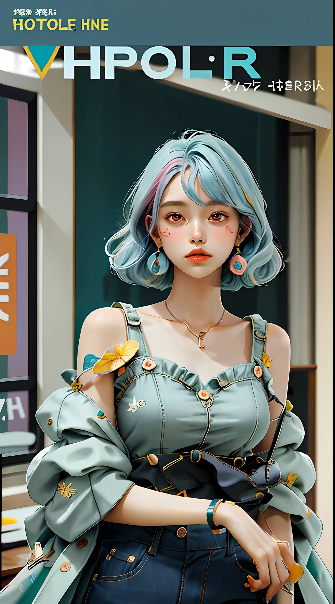 Masterpiece, Superb Style, Summer Wear, Colored Hair, Indoor, Hotel, Magazine Cover, Upper Body,