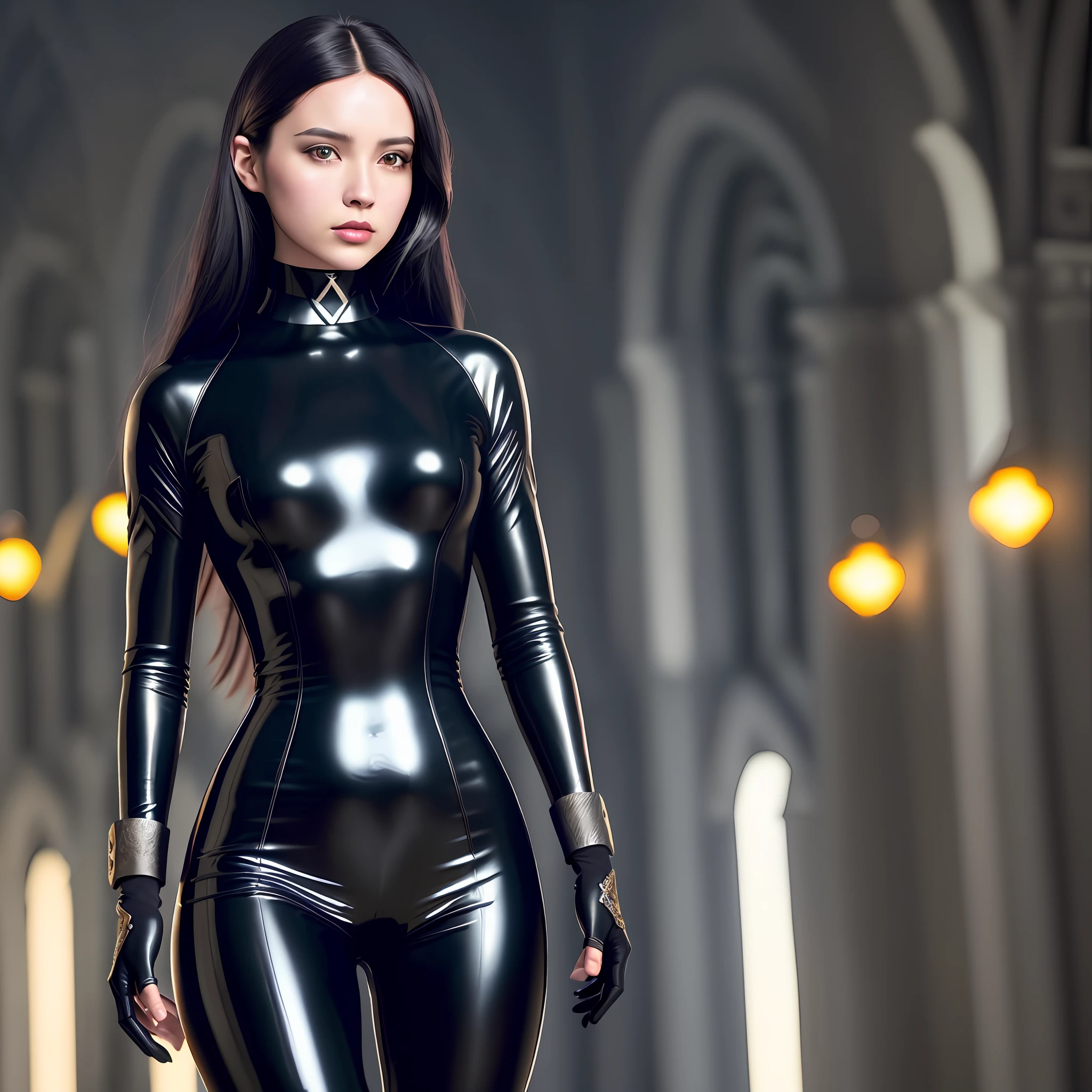 8k, realistic, attractive, very detailed, a 25-year-old girl in an X-Men costume, superhero theme, long black hair, 25 years old, full body, ray traced image of Arthur Pan, trend in Artstation, digital art, psylocke, red and cinematic lights, dramatic shadows and beautiful vibrant colors The color captures the scene. Romantic art style, intricately detailed woman, intricately detailed woman, latex, thick thighs, full body, small chest, choker, black hair, ponytail,bangs