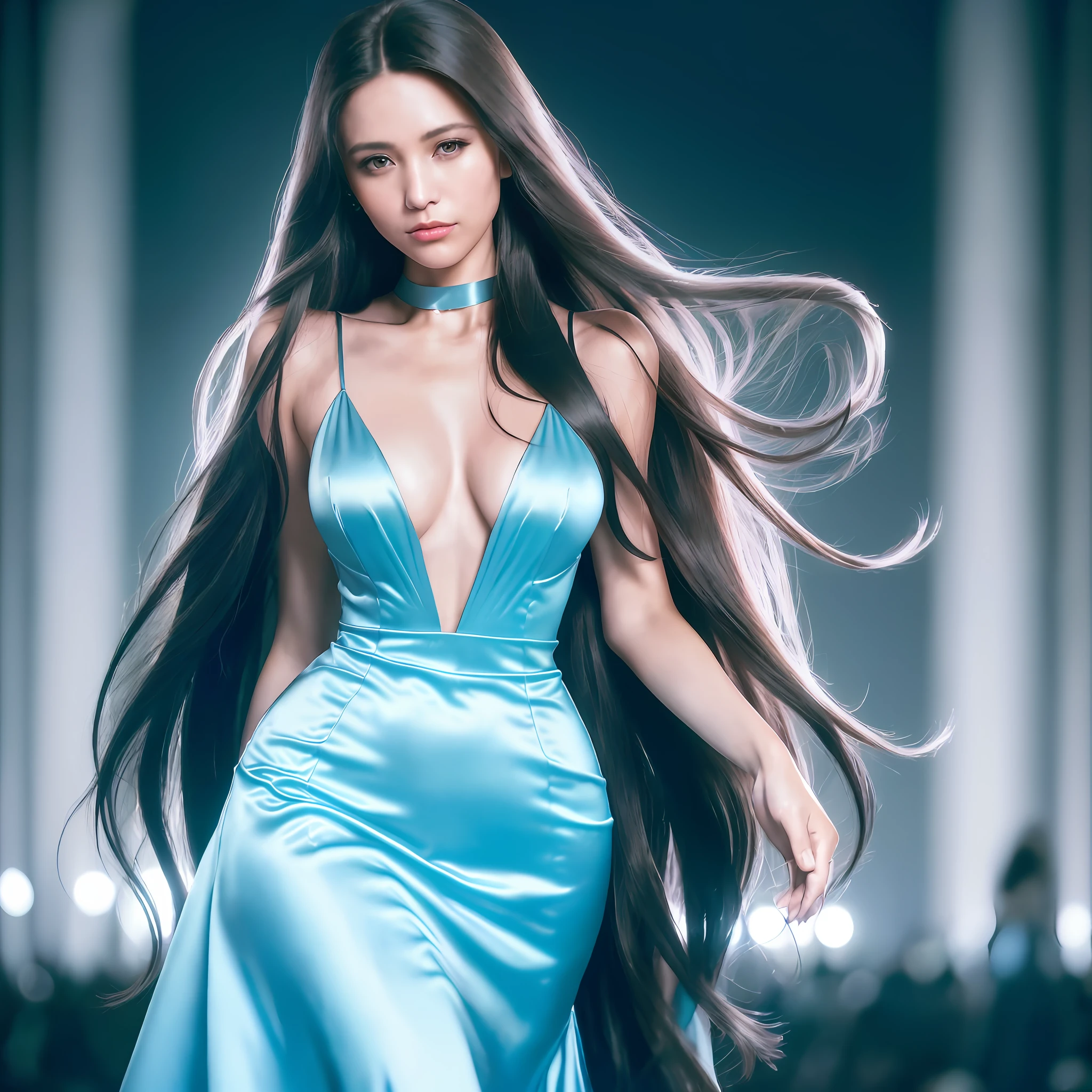 woman posing for a photo, (wearing deep_v-neck_dress:1.2), (very_long_hair:1.3),
good hand,4k, high-res, masterpiece, best quality, head:1.3,((Hasselblad photography)), finely detailed skin, sharp focus, (cinematic lighting), night, soft lighting, dynamic angle, [:(detailed face:1.2):0.2],(((5 stars hotel background))),