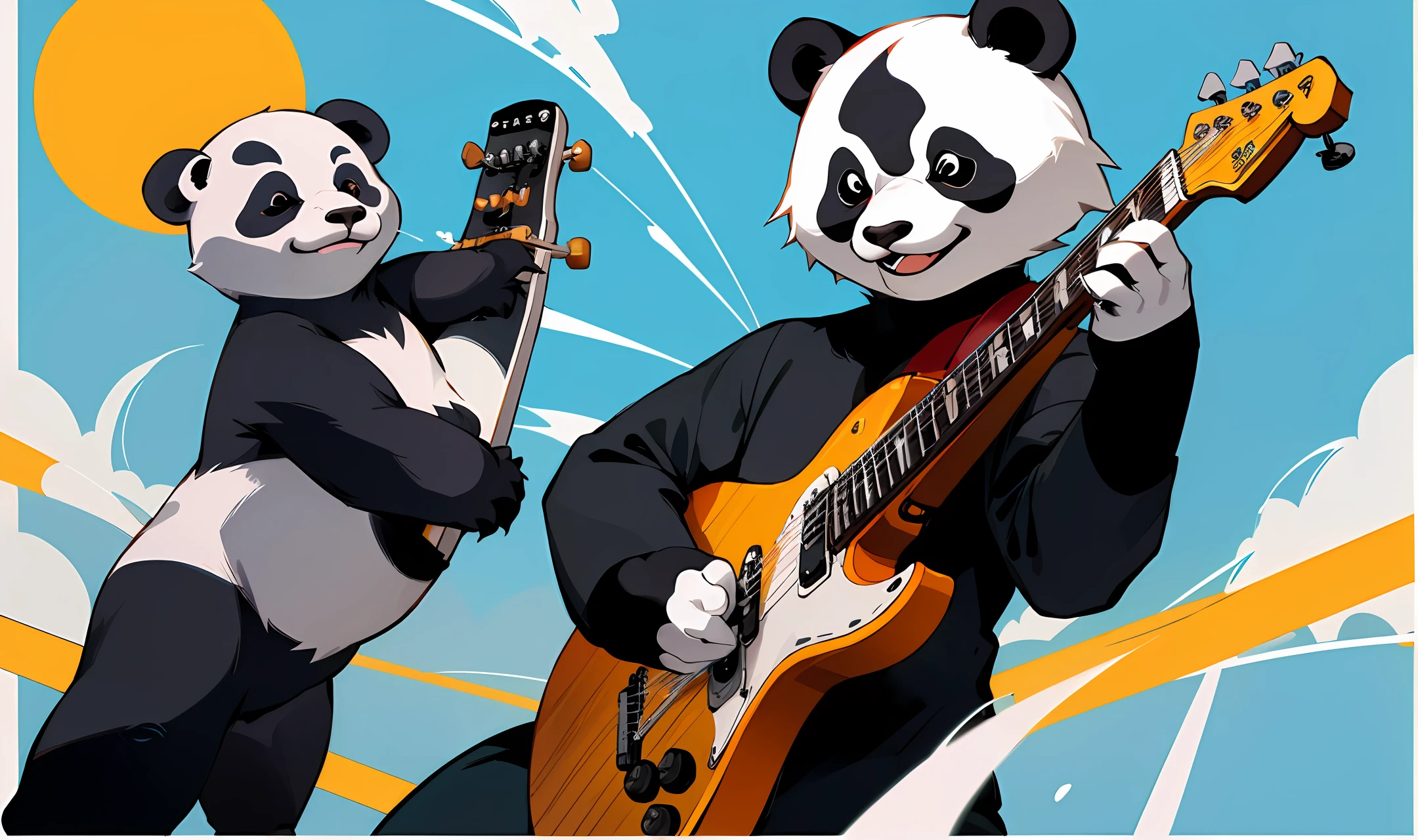 rocker panda with a guitar