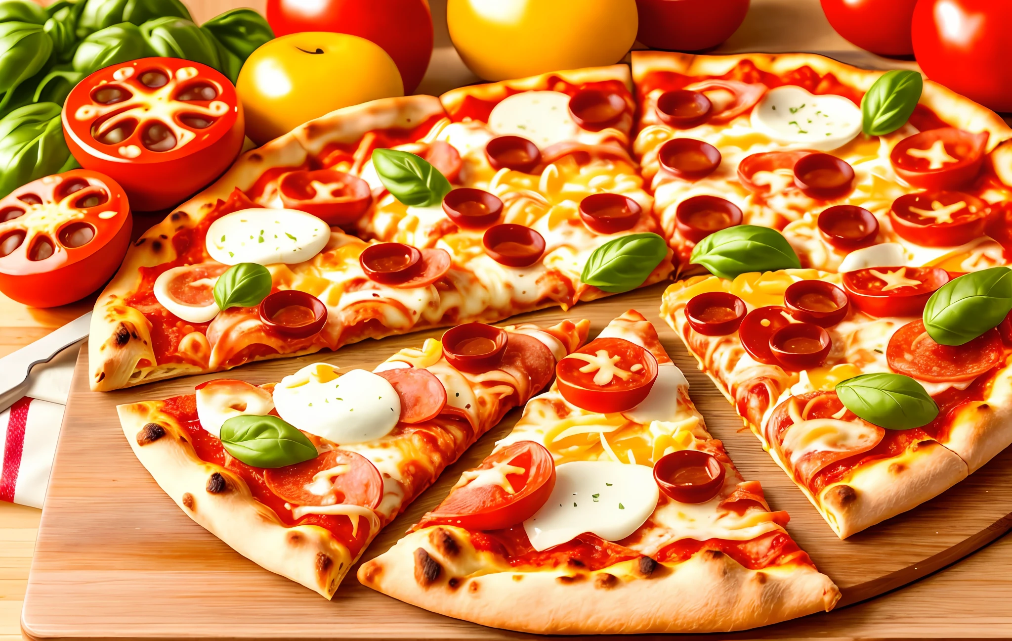 pizza with a slice missing from it on a wooden cutting board, italian pizza, pizza pie, pizza, pizza on a table, pizza!, pizza in foreground, pizza the hut, eating a pizza, eating pizza, supreme pizza, yummy, sharing a pizza, cheese and pepperoni, ❤🔥🍄🌪, munching pizza, cooking pizza, food commercial 4 k