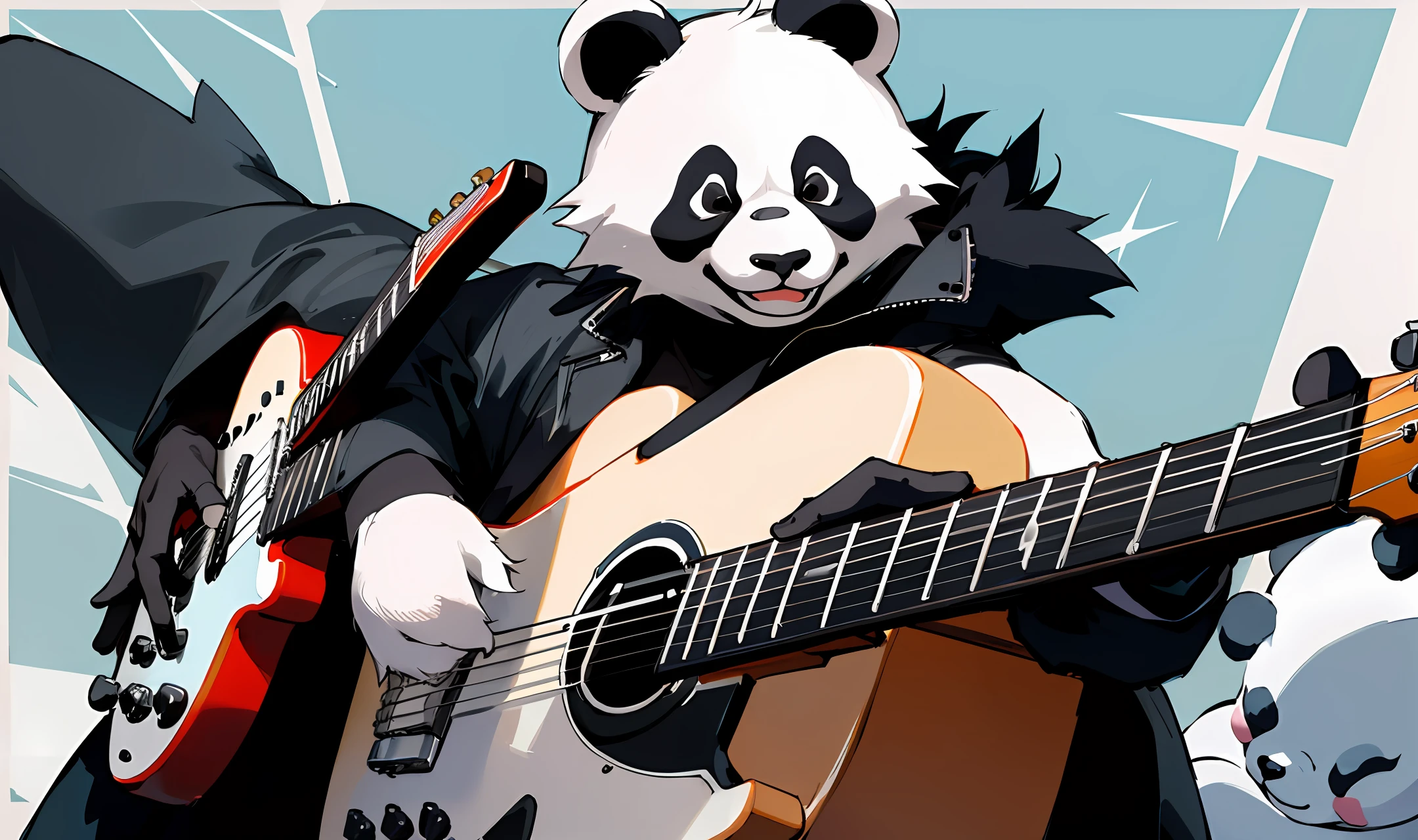 rocker panda with a guitar