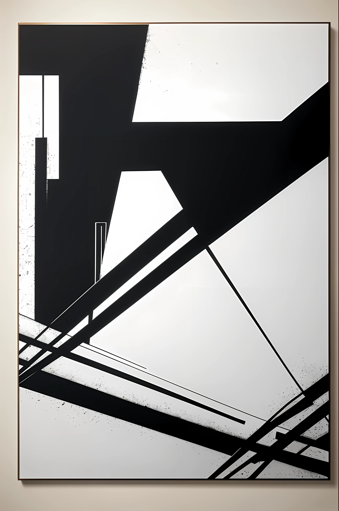 abstract painting in fine lines, subtle black with white background, 3d, gray borders