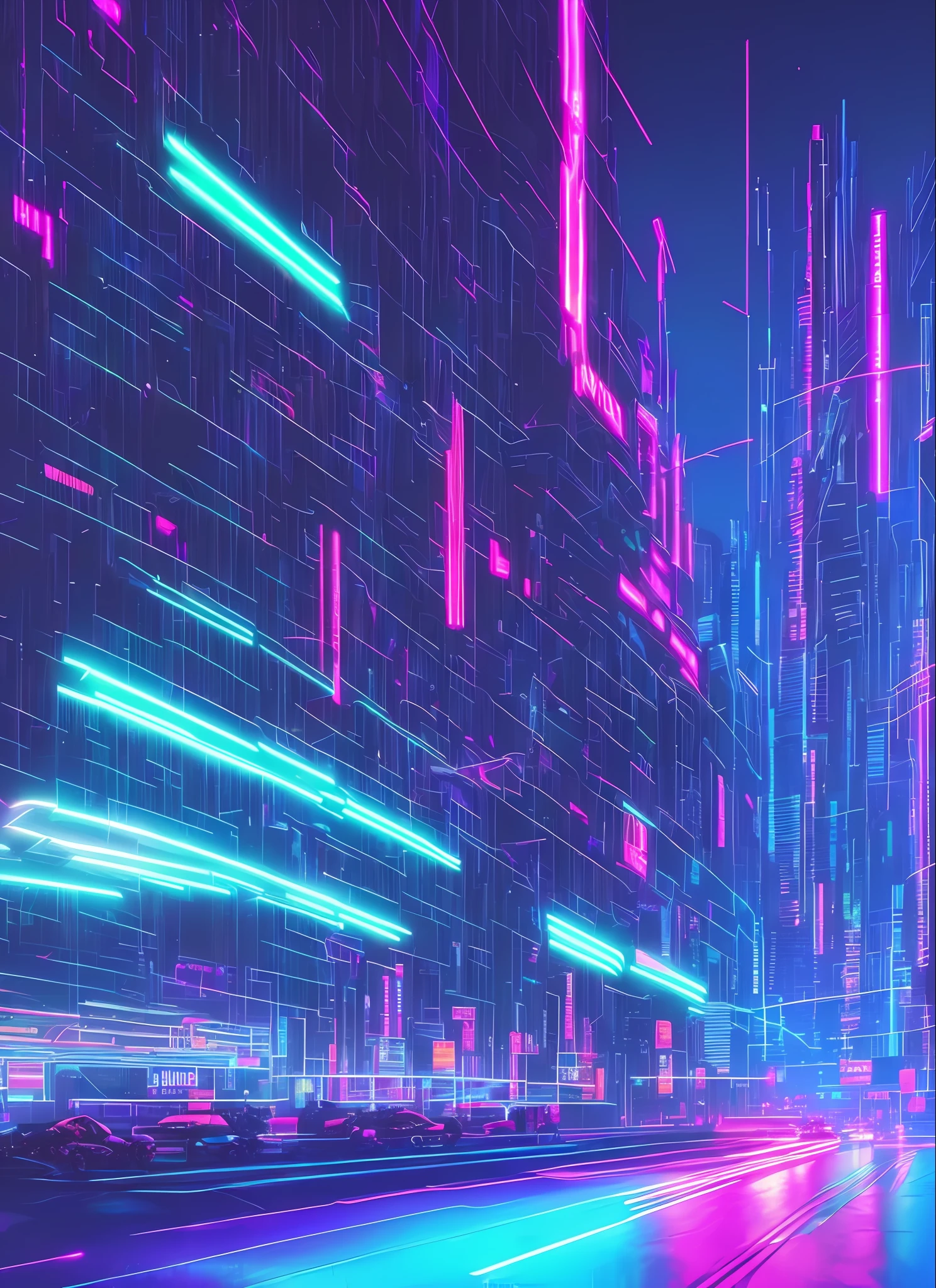(masterpiece, top quality, best quality, official art, beautiful and aesthetic:1.2),(blue purple neon lighting), (vibrant glow), dynamic colors, striking contrast, futuristic vibe, electric energy,reflective surfaces,(cityscape:1.3),8k,official wallpaper, (cyberpunk:1.2) ,futrue
