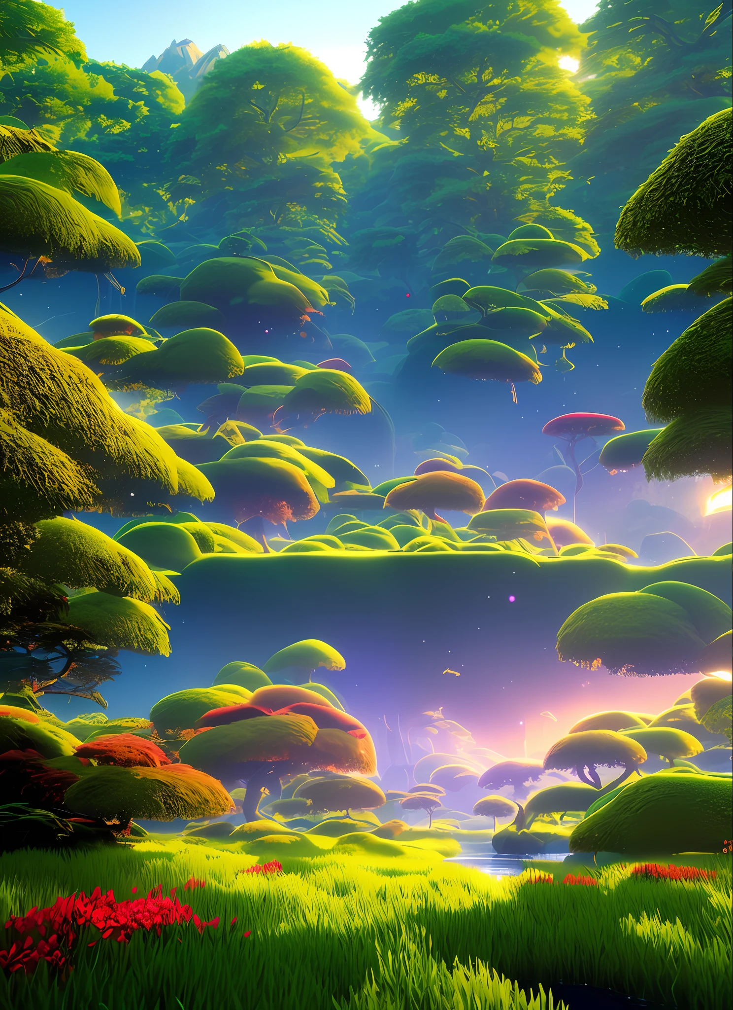 Masterpiece, best quality, (very detailed CG unity 8k wallpapers), (best quality), (best illustrations), (best shadows), forest theme with natural elements. Tall trees, quiet streams, glowing little mushrooms, surrounded by delicate leaves and branches, with fireflies and glowing particle effects,, (natural elements), (jungle theme), (leaves), (branches), ( fireflies), butterflies, (delicate leaves), (glow), (particle effects). , isometric 3D, Octane rendering, ray tracing, super detailed