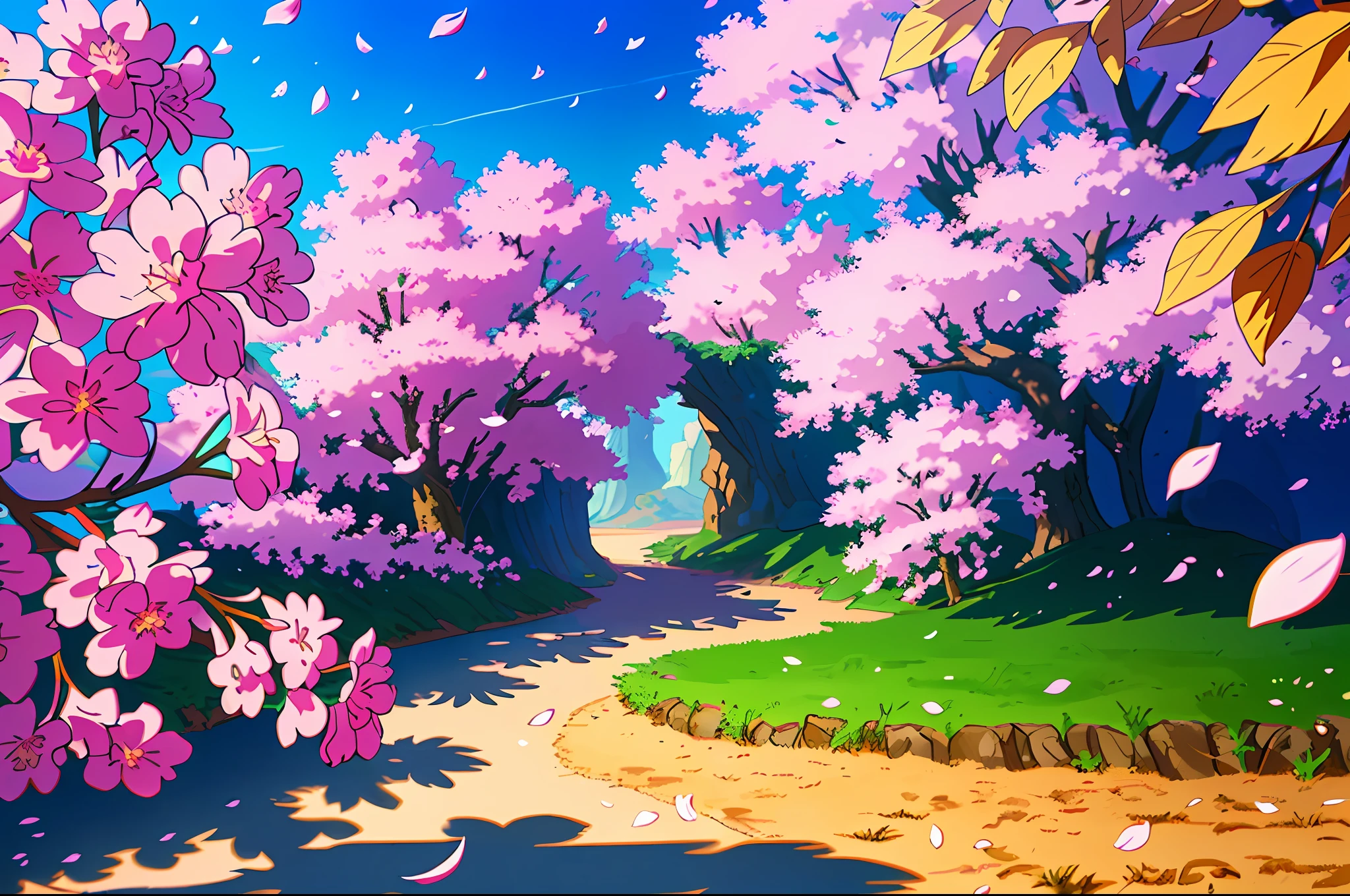 Masterpiece, best quality, (very detailed CG unity 8k wallpaper) (best quality), (best illustration), (best shadows) Nature's delicate leaves petals of various colors falling in the air light Tracking, super detailed , wanostyle --v6