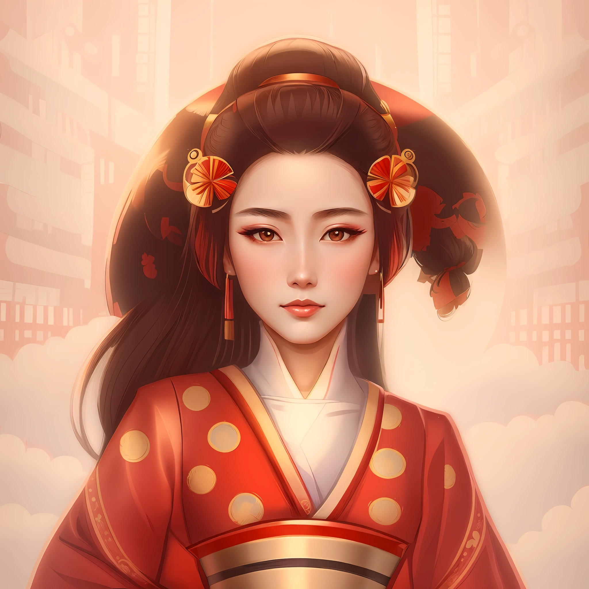 cartoon illustration of a woman in a kimono outfit holding a bowl, in style of digital illustration, a beautiful artwork illustration, beauty geisha, a beautiful fantasy empress, digital anime illustration, chinese princess, ancient chinese princess, female geisha girl, portrait of a beautiful geisha, portrait of mulan, palace , a girl in hanfu, chinese empress