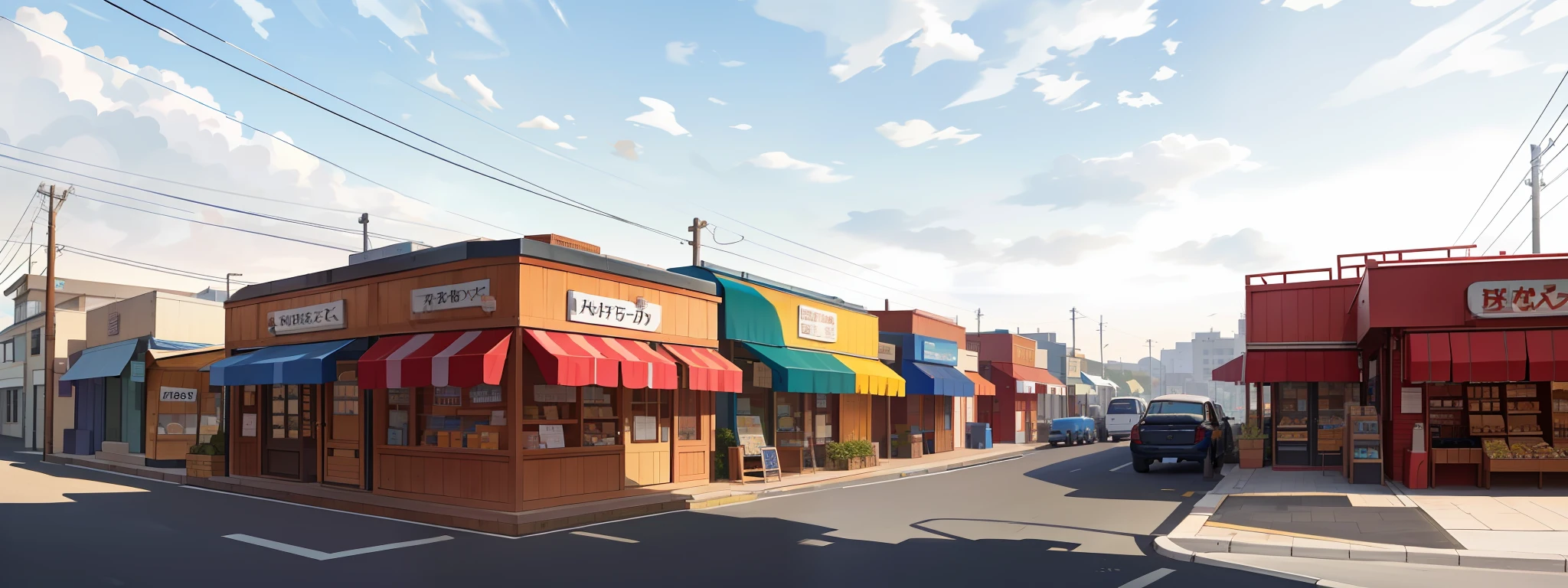 a small suburban marketplace enclosed on top of a plateau, architecture, aesthetic