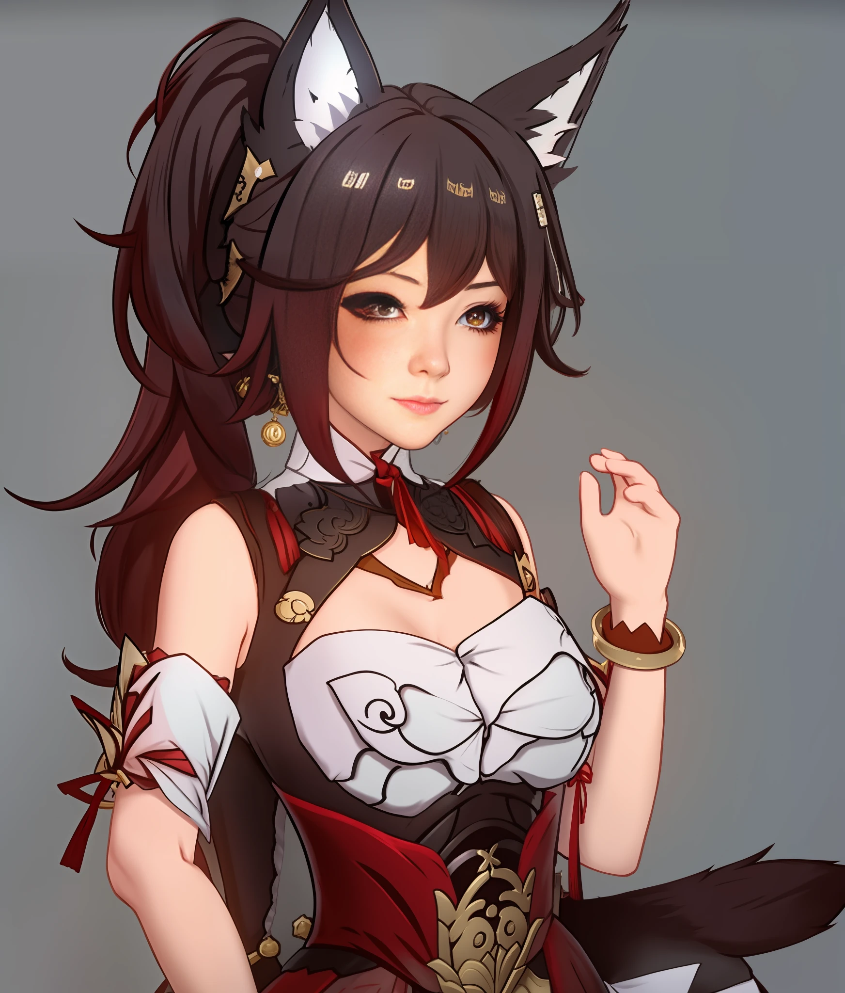 a close up of a woman in a corset with a Fox ears, attractive fox girl, Yae Miko genshin impact, seductive anime girl, beautiful anime catgirl, female anime character, keqing from genshin impact, anime waifu, anime catgirl, characters from azur lane, ayaka game genshin impact, extremely detailed artgerm, anime character art
