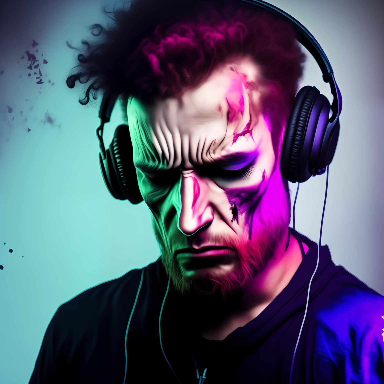 Zombier, sad, listening to music, all hurt, bruised and sad