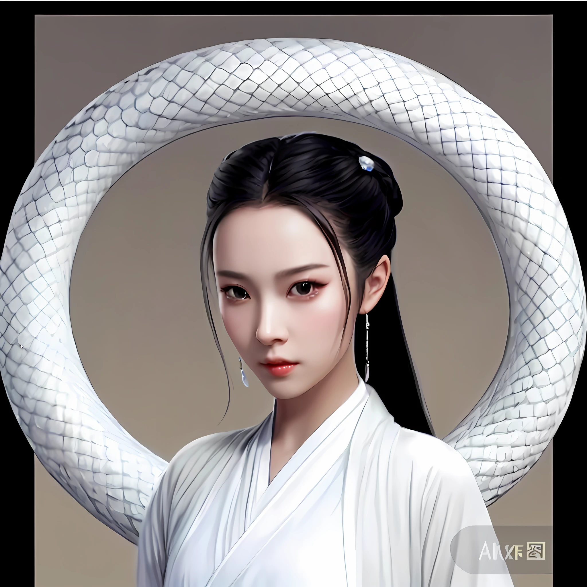 arafed image of a woman with a snake around her neck, trending on cgstation, beautiful digital artwork, a beautiful artwork illustration, exquisite digital illustration, inspired by Xiao Yuncong, beautiful character painting, snake woman hybrid, by Fan Qi, by Qu Leilei, inspired by Zhang Yan, the dragon girl portrait, artwork in the style of guweiz