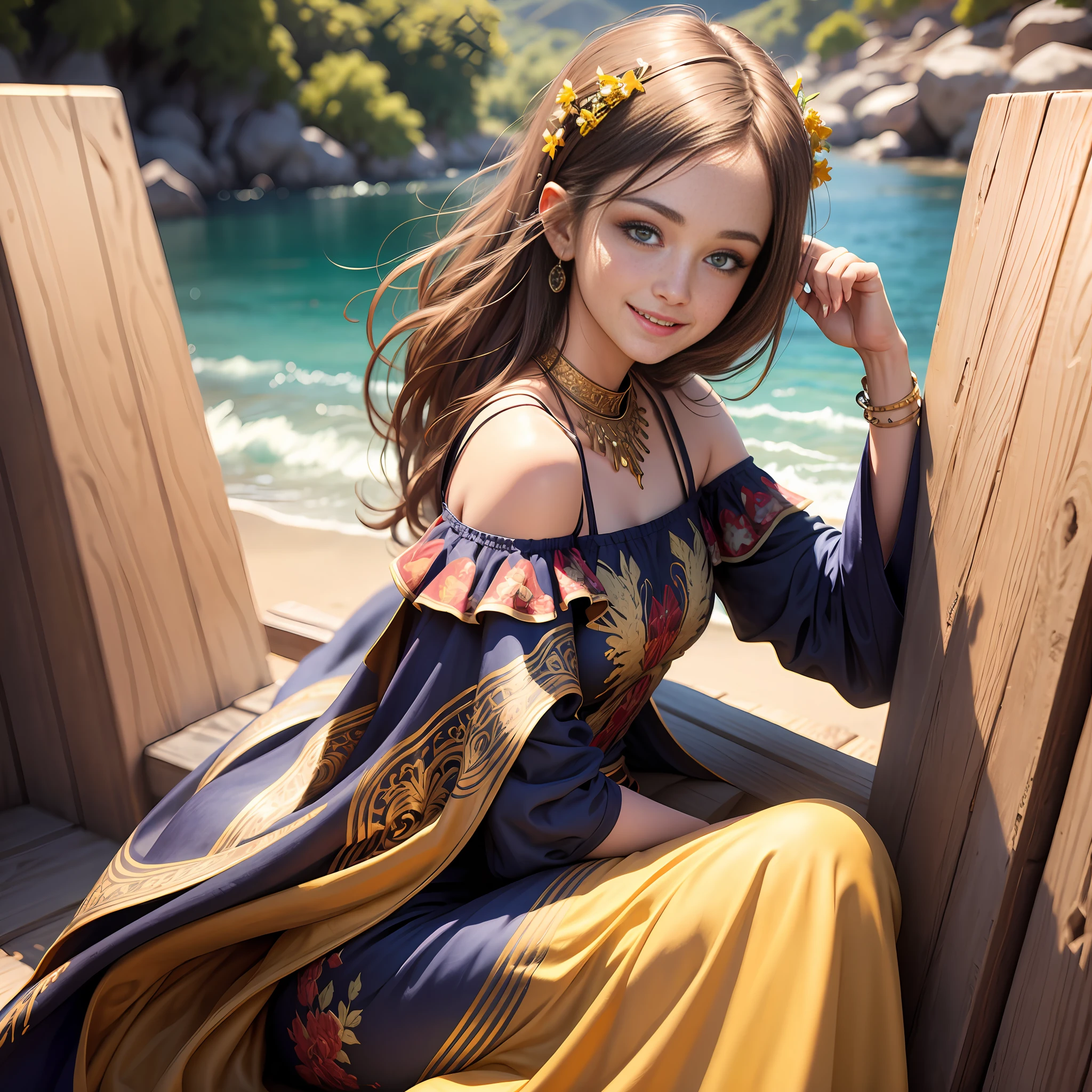 best quality, masterpiece, ultra high res, photorealistic, 1girl, offshoulder, smile