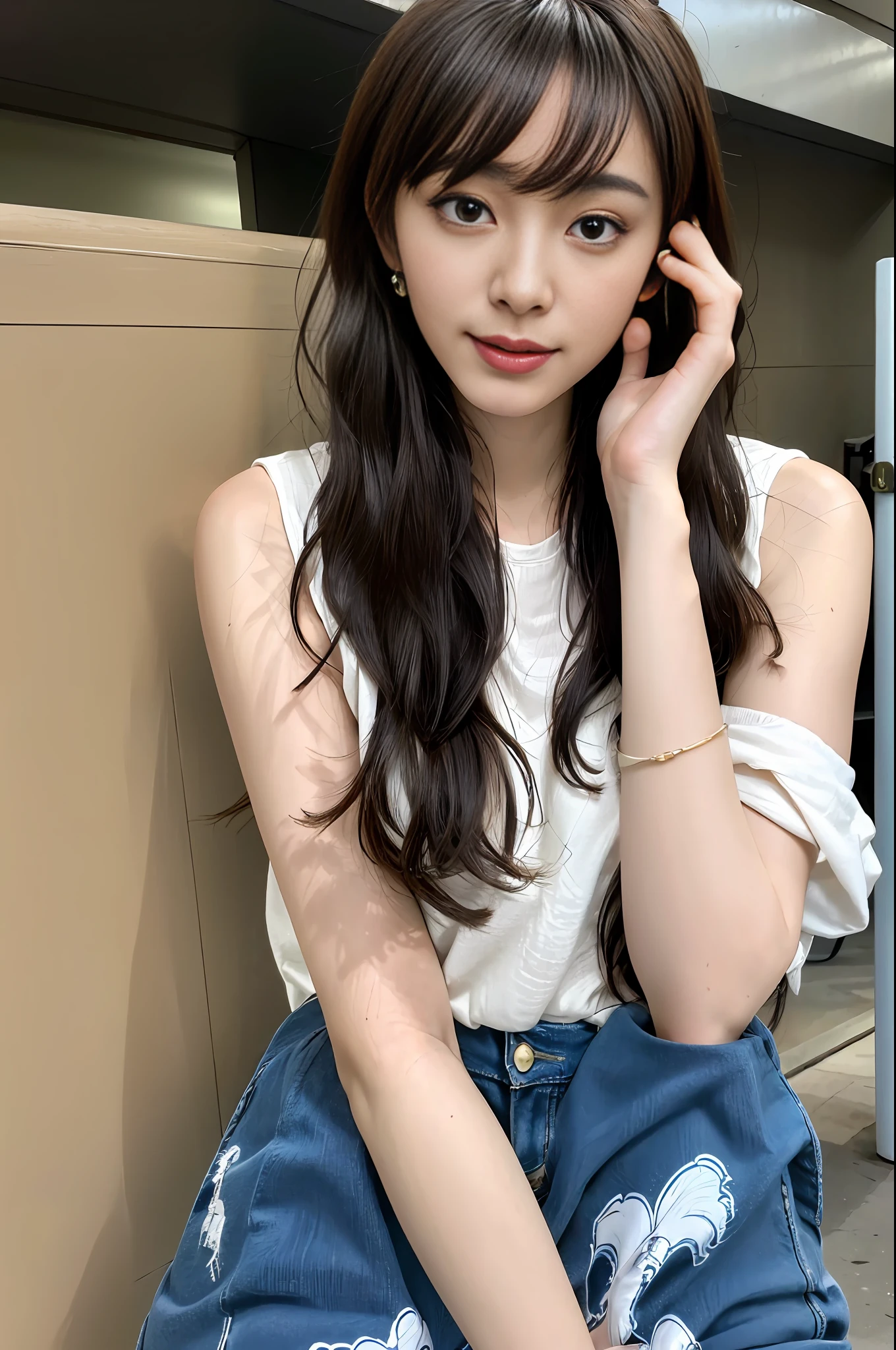 1 girl,Best quality, masterpiece, ultra high res, (photorealistic:1.4),highly detailed,professional lighting, ((wear head phone,street style,hot style )) ,playing skate board,on the street((,wear Y2K fashion)