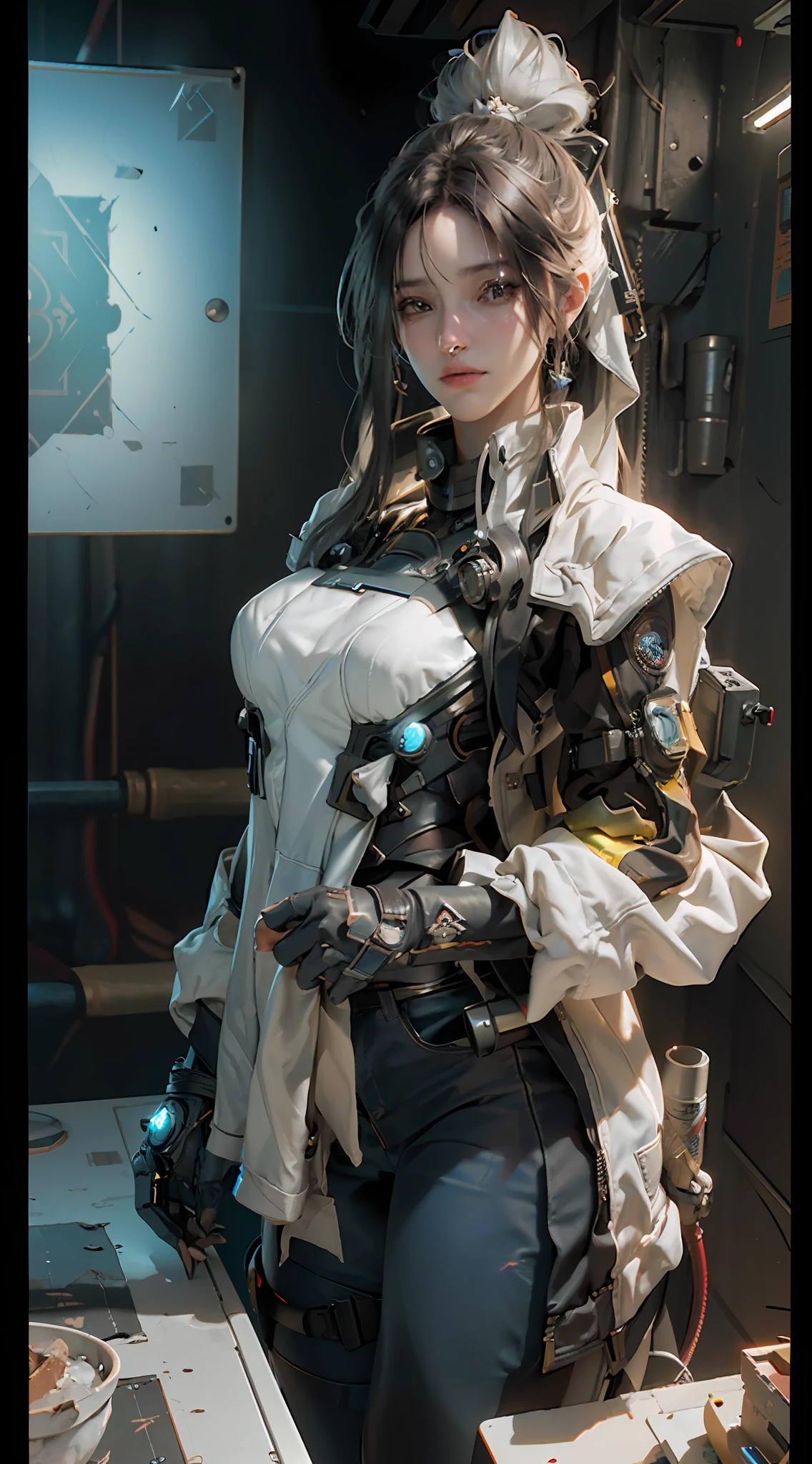 ((Best quality)), ((masterpiece)), (detailed:1.4), 3D, an image of a beautiful cyberpunk female,HDR (High Dynamic Range),Ray Tracing,NVIDIA RTX,Super-Resolution,Unreal 5,Subsurface scattering,PBR Texturing,Post-processing,Anisotropic Filtering,Depth-of-field,Maximum clarity and sharpness,Multi-layered textures,Albedo and Specular maps,Surface shading,Accurate simulation of light-material interaction,Perfect proportions,Octane Render,Two-tone lighting,Wide aperture,Low ISO,White balance,Rule of thirds,8K RAW,