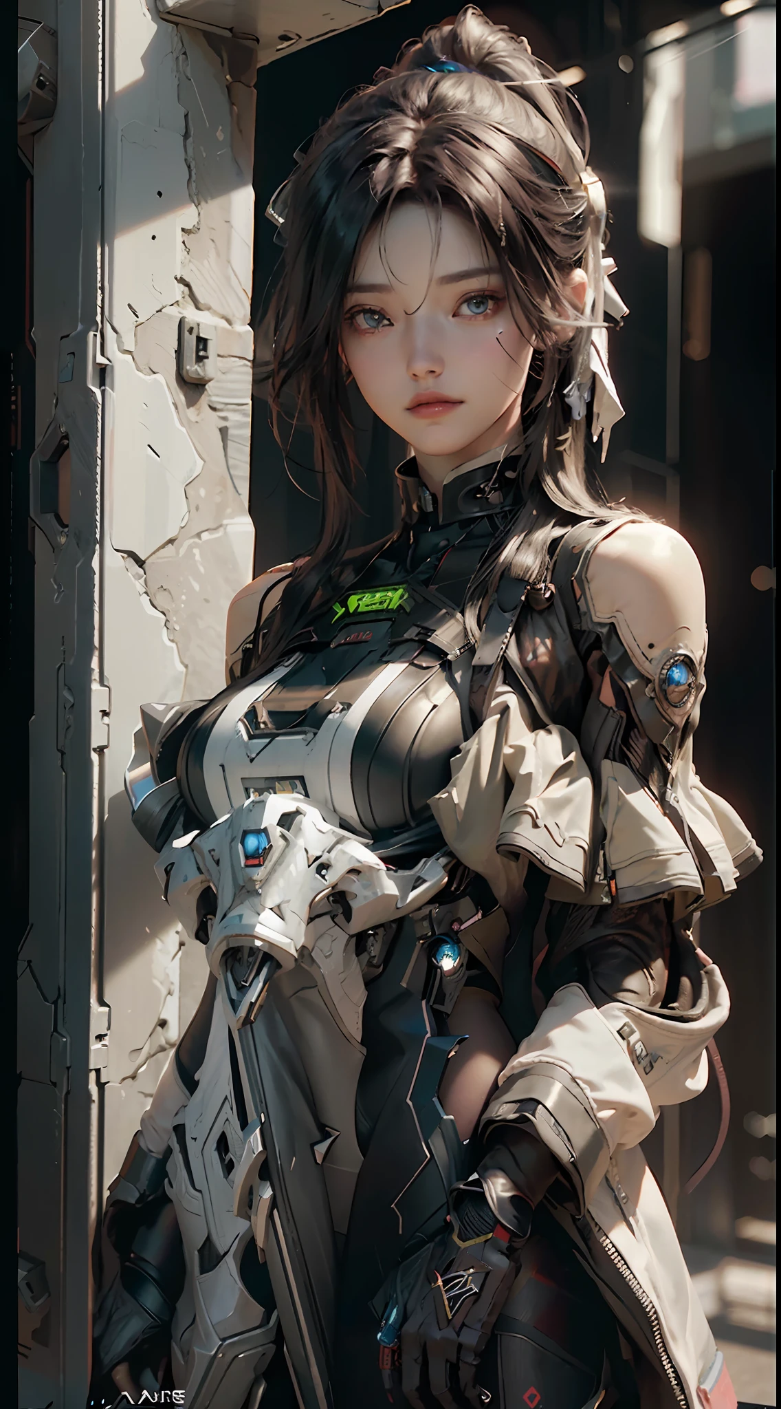 ((Best quality)), ((masterpiece)), (detailed:1.4), 3D, an image of a beautiful cyberpunk female,HDR (High Dynamic Range),Ray Tracing,NVIDIA RTX,Super-Resolution,Unreal 5,Subsurface scattering,PBR Texturing,Post-processing,Anisotropic Filtering,Depth-of-field,Maximum clarity and sharpness,Multi-layered textures,Albedo and Specular maps,Surface shading,Accurate simulation of light-material interaction,Perfect proportions,Octane Render,Two-tone lighting,Wide aperture,Low ISO,White balance,Rule of thirds,8K RAW,