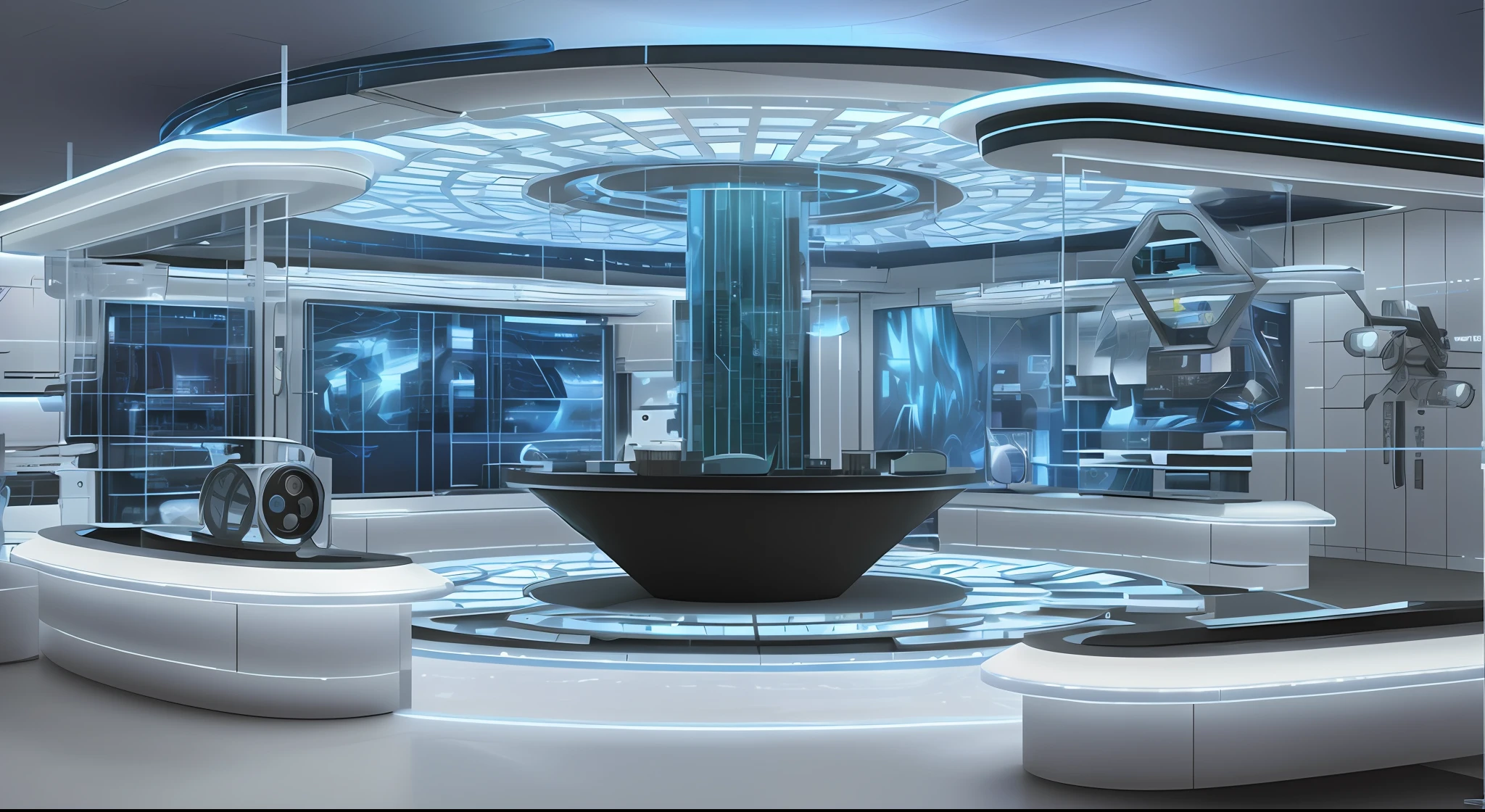Alafard rendering for futuristic office, ray traced 3D set design, futuristic lab, futuristic science lab, virtual set, detailed set design, sci-fi interior, futuristic production facility, showroom scene, space station interior, sci-fi setting, sci-fi setting, tv studio, futuristic chemistry lab, set design, futuristic lab room