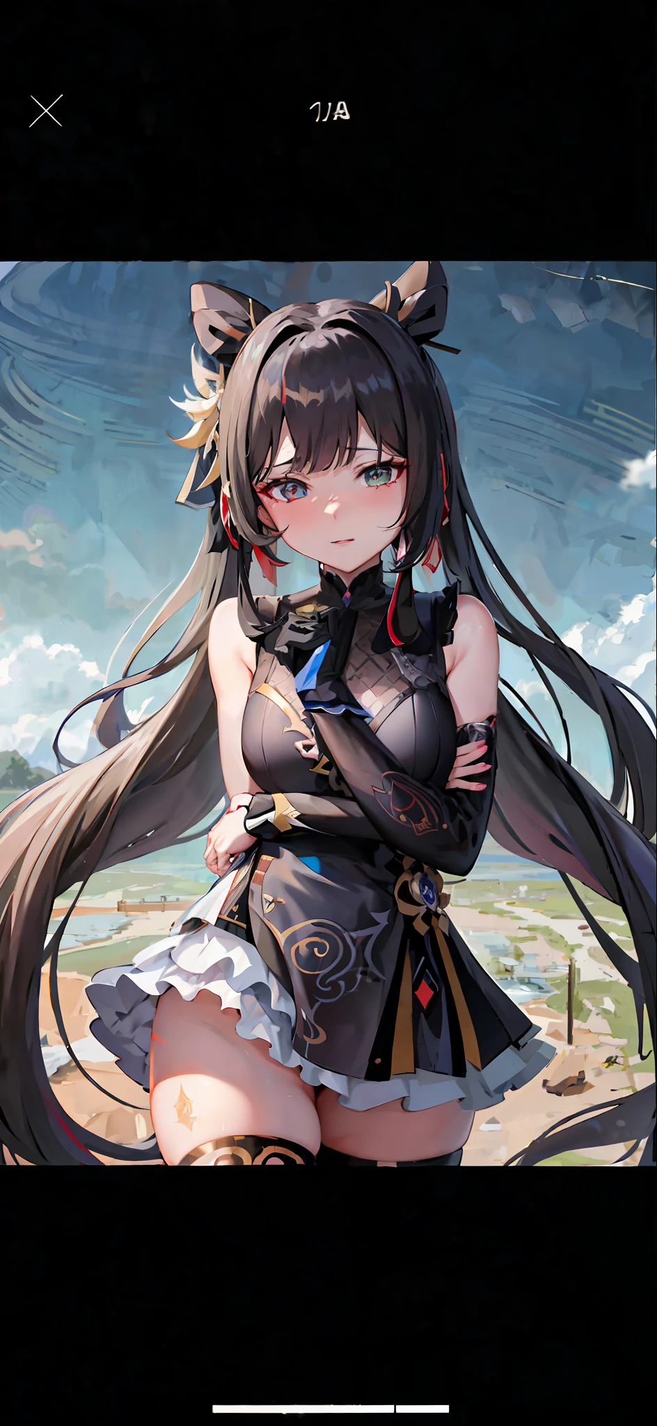 anime girl with long hair and black dress posing for a picture, keqing from genshin impact, cute anime waifu in a nice dress, smooth anime cg art, ayaka genshin impact, guweiz, 8k high quality detailed art, from girls frontline, fine details. girls frontline, anime goddess, anime style 4 k, badass anime 8 k