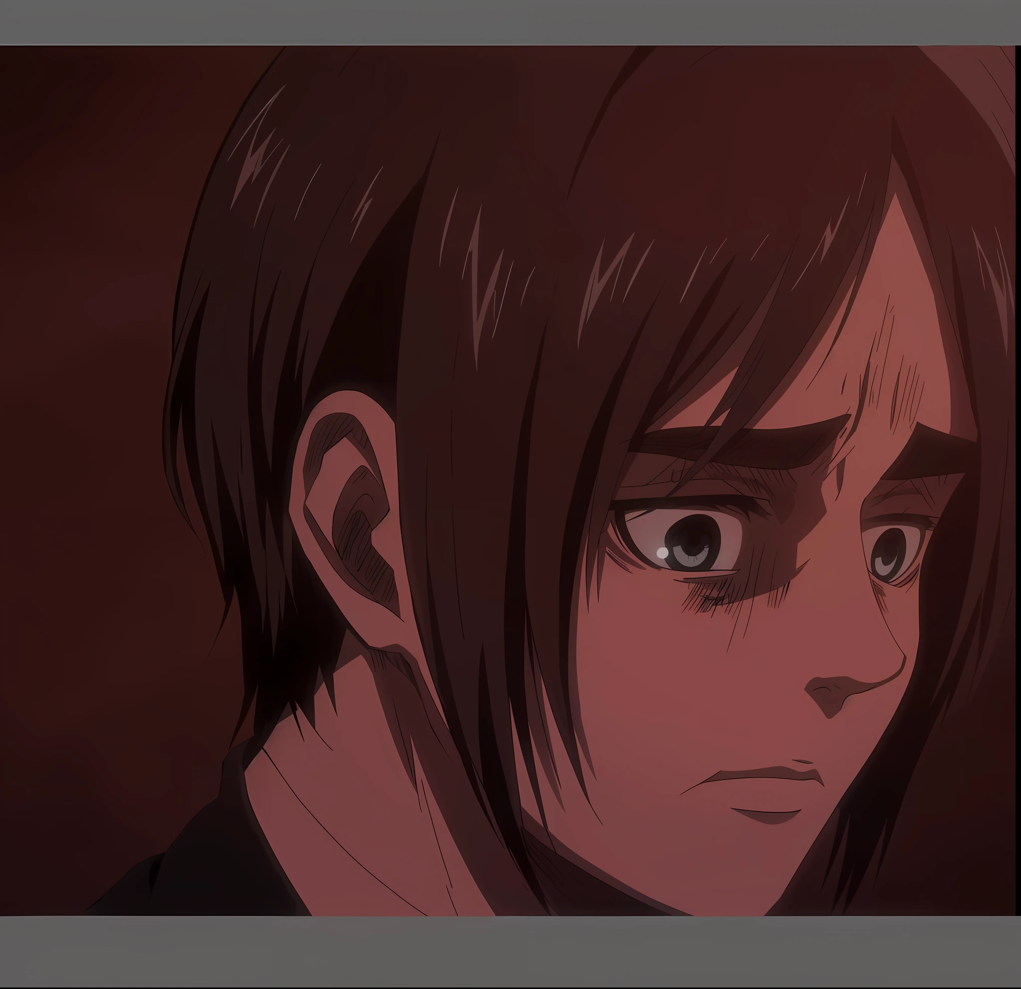 best quality, masterpiece, (realistic: 1.2), 1 man, Eren Jaeger, black jeans, black pants, brown hair, attack on Titan, cold background, black jacket, slim body, high definition, high quality, black clothes