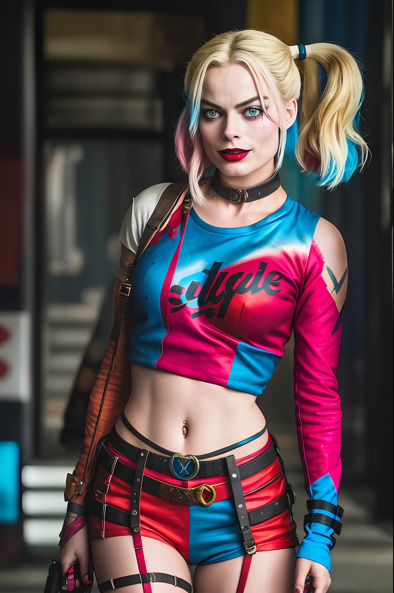 margot Robbie as Harley Quinn in Suicide Squad, corpo inteiro, XF IQ4, 150MP, 50mm, ISO 1000, 1/250s, natural light, Adobe Lightroom, photolab, Affinity Photo, PhotoDirector 365