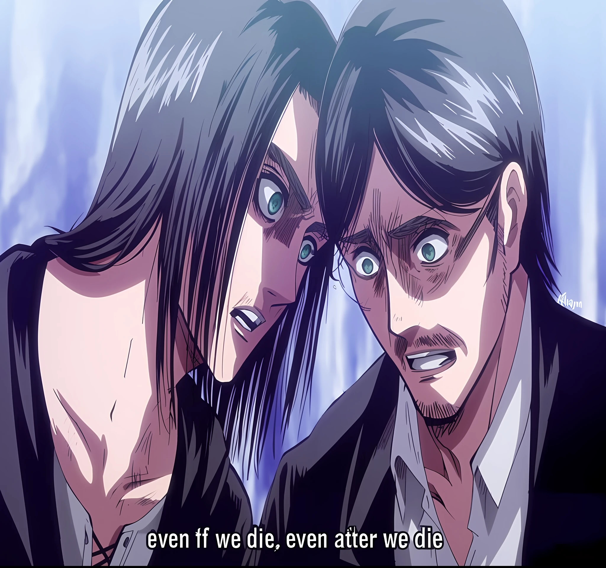 best quality, masterpiece, (realistic: 1.2), 1 man, Eren Jaeger, black jeans, black pants, brown hair, attack on Titan, cold background, black jacket, slim body, high definition, high quality, black clothes