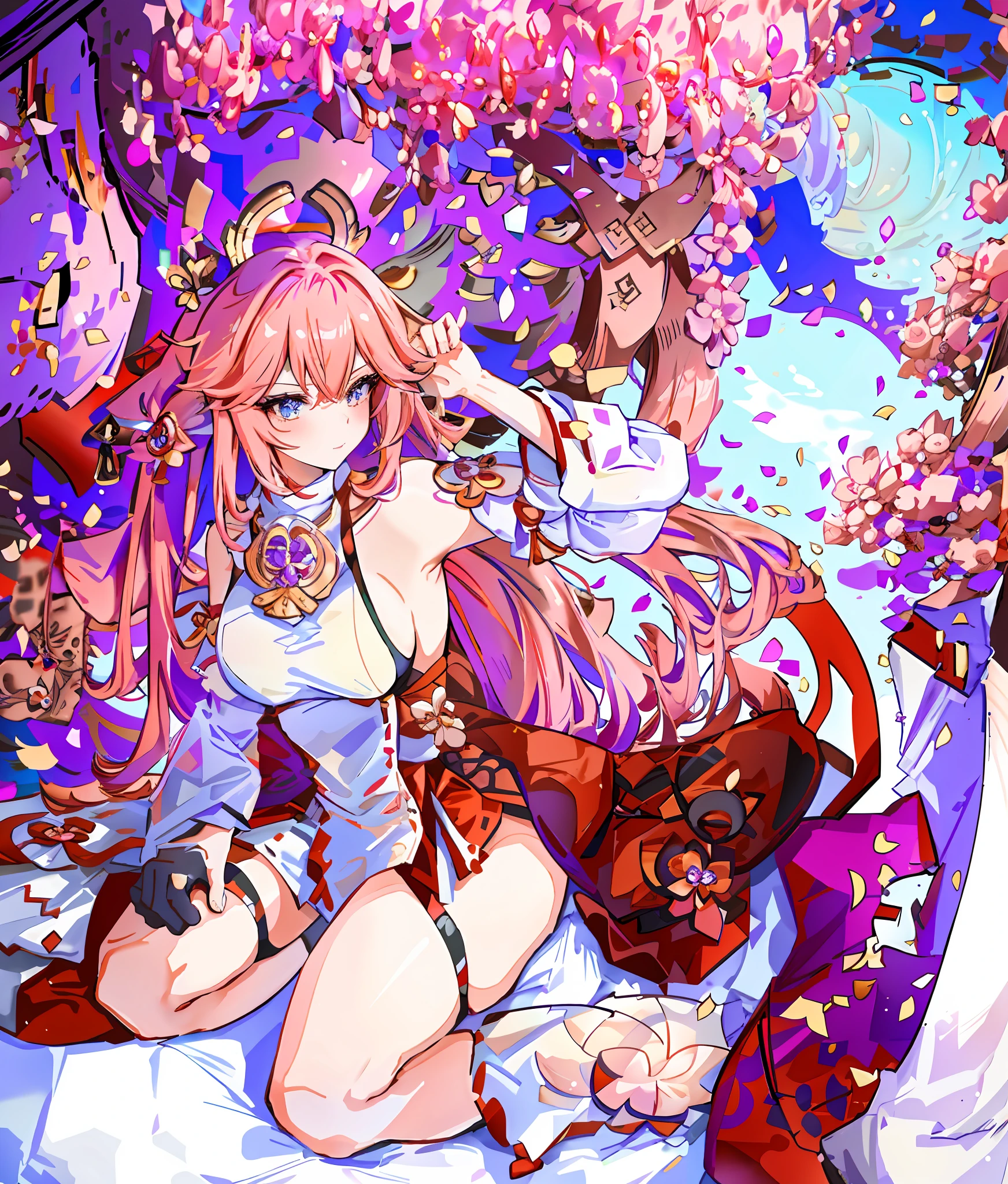 a close up of a woman in a corset with a Fox ears, attractive fox girl, Yae Miko genshin impact, seductive anime girl, beautiful anime catgirl, female anime character, keqing from genshin impact, anime waifu, anime catgirl, characters from azur lane, ayaka game genshin impact, extremely detailed artgerm, anime character art, well rendered