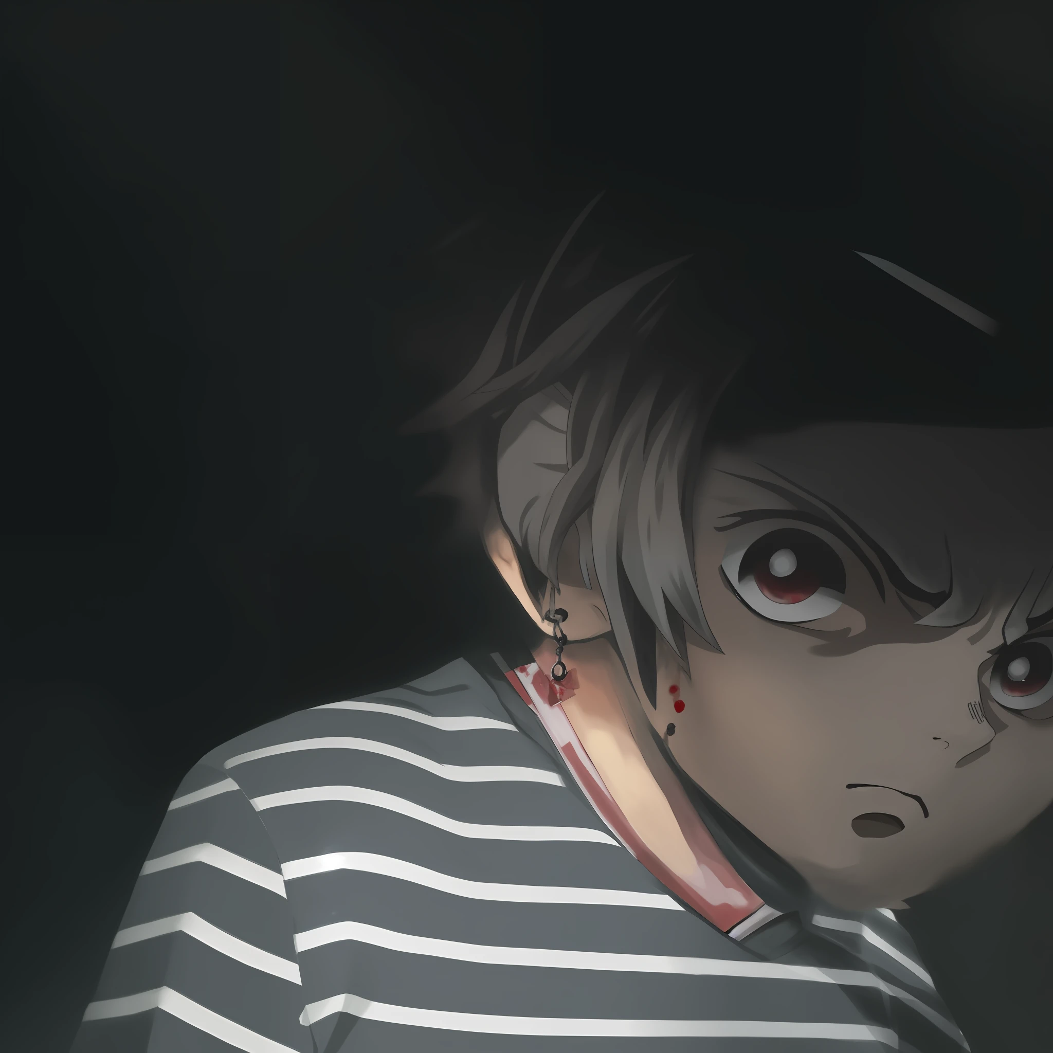 1 boy,kamado_tanjirou, sword, angry, blood on the face
