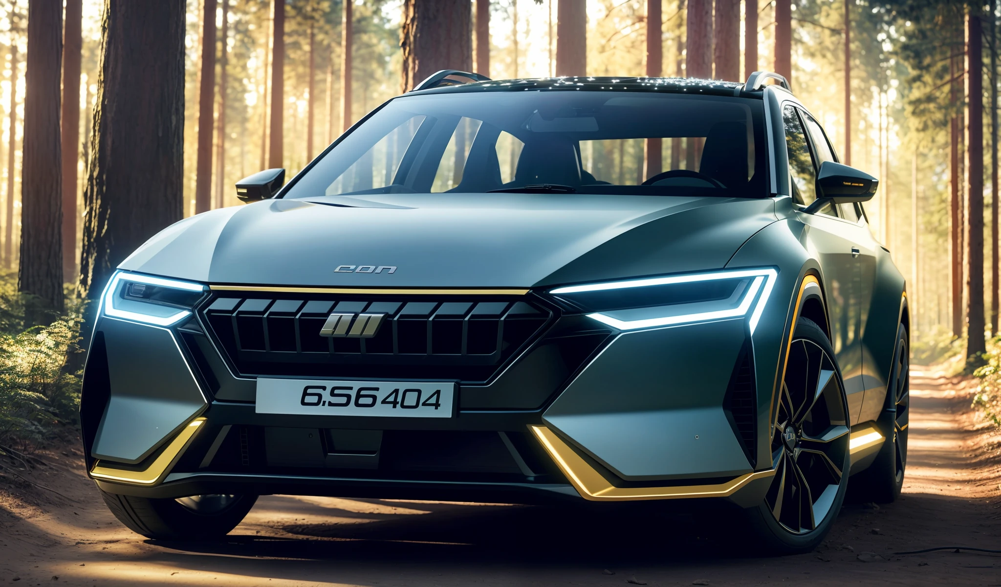 aito SUV M9 commercial photo through forest, full of stars, golden hour, movie, 4k, volumetric lighting (good composition), (in frame), centered, 8k, 4k, detailed, attractive, beautiful, impressive, realistic, realistic, cinematic composition, volumetric lighting, high resolution, vivid, detailed, stunning, professional, realistic, clear, perfect, dslr camera, 4k, 8k, 16k, 1024, 2048, 4096, detailed, sharp, Best Quality, High Quality, High Resolution, Ridiculous Pure picture 2025 futuristic style electric car Sleek models Multi-combination headlights The background is open