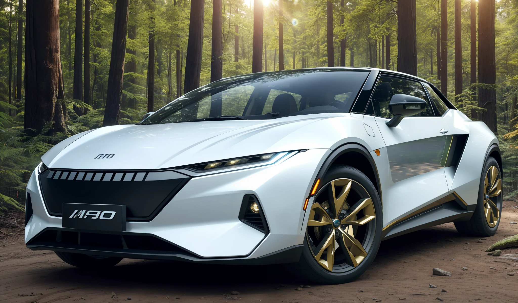 aito SUV M9 through forest commercial photo, full of stars, white blue, golden hour, movie, 4k, volumetric lighting (good composition), (in frame), centered, 8k, 4k, detailed, attractive, beautiful, impressive, realistic, realistic, cinematic composition, volumetric lighting, high resolution, vivid, detailed, stunning, professional, realistic, clear, perfect, dslr, 4k, 8k, 16k, 1024, 2048, 4096, detailed , sharp, best quality, high quality, high resolution, ridiculous Pure picture 2023 futuristic style electric car Sleek models The right ratio Car accounts for 4/1 picture Small steel cannon Transformers