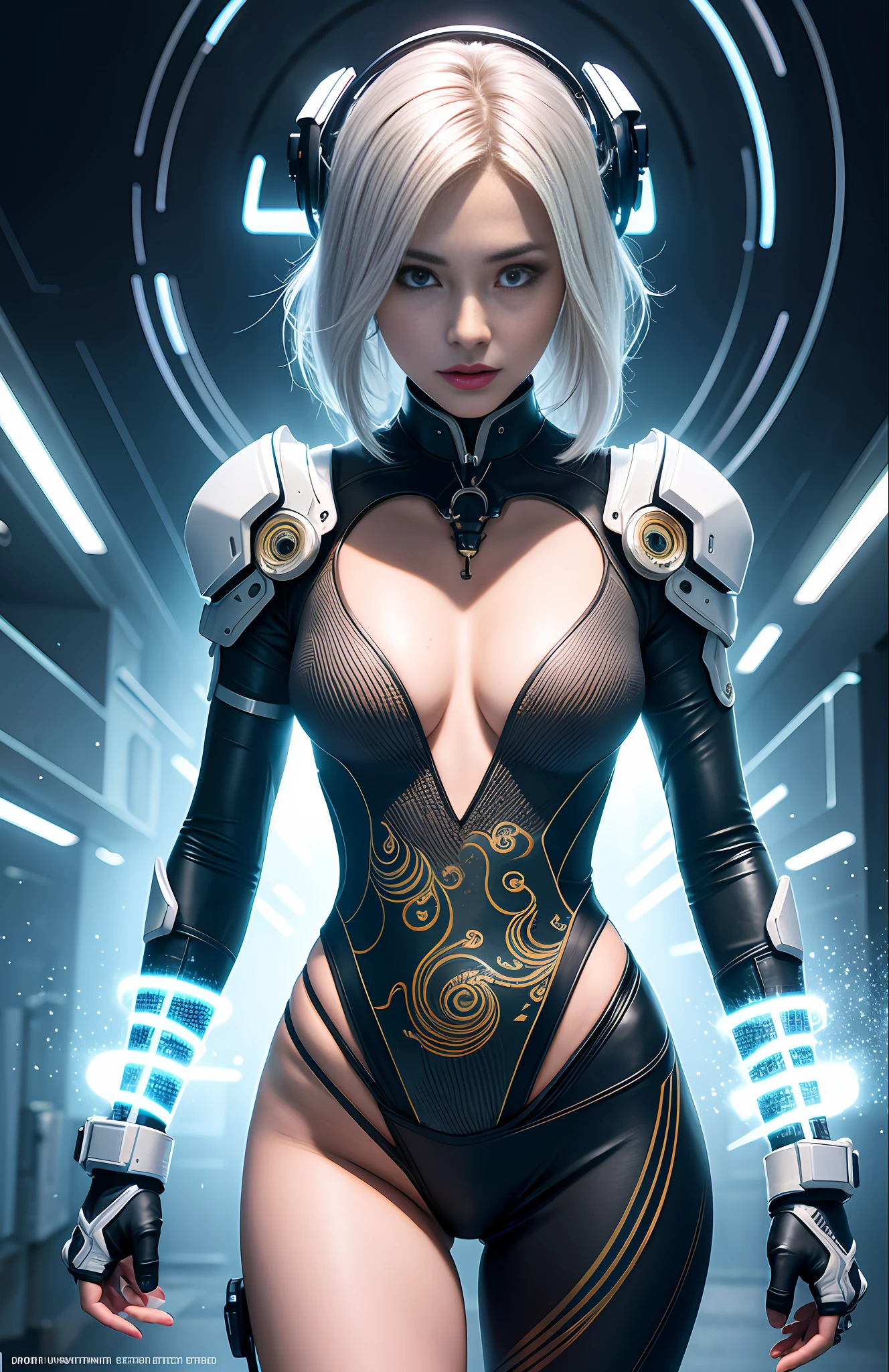 beautiful sexy girl stunning cyberpunk, little clothes, sexy pose, symmetrical with detailed lines, Fibonacci, color ratio, crystal spheres and wires, fractal background, metal structure tessellation, art data, neurons, color, love, passion, highly detailed, trend in artstation, unreal 4K engine, 4K cinematic wallpaper, porcelain skin, detailed, 8K, dynamic lighting, white chromatic aberration, soaked