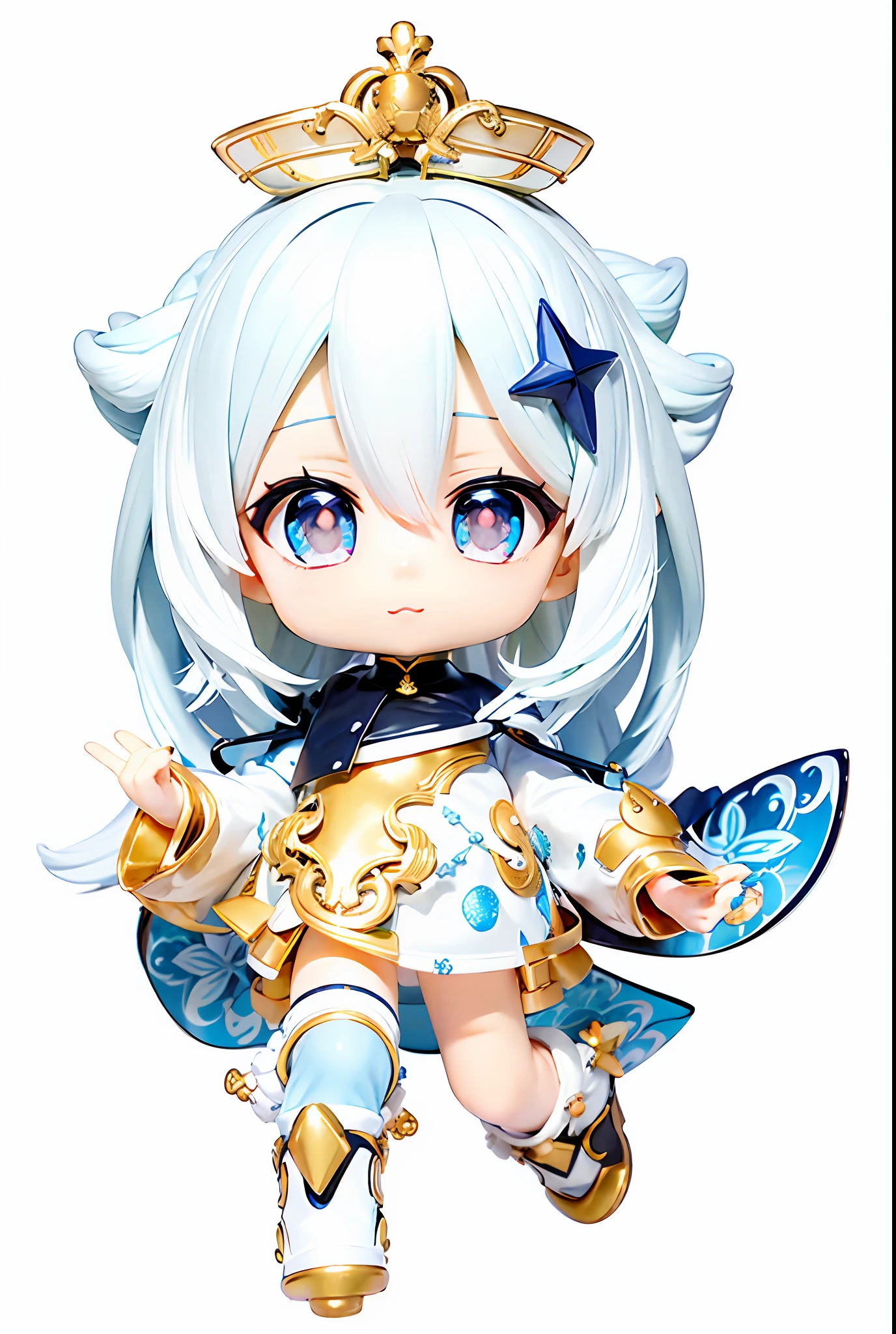 Anime characters with white hair and blue eyes, white-haired gods, cute characters, advanced digital chibi art, anime loli,
