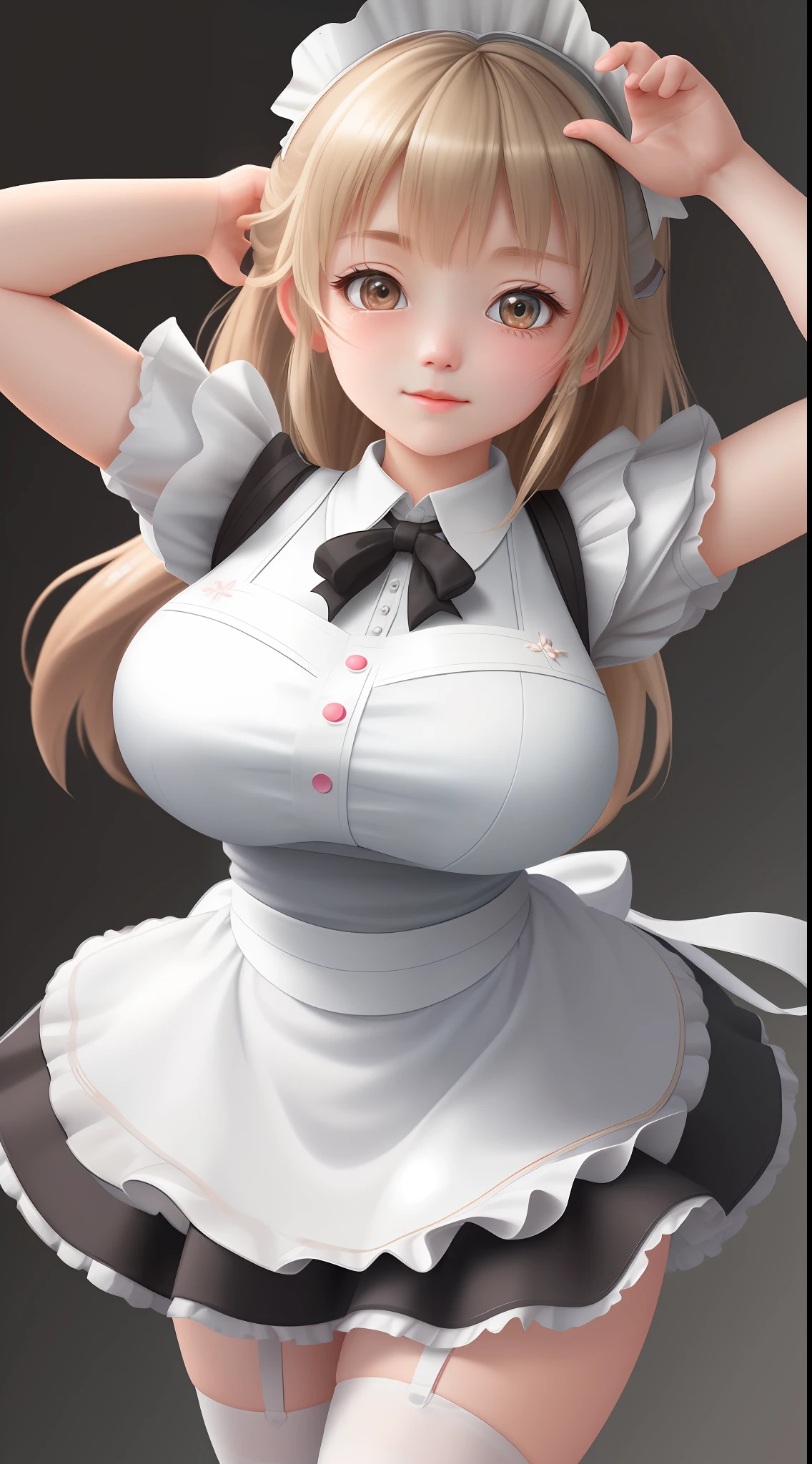 "((Best quality, ultra-detailed CG unity 8k wallpaper)), (an extremely delicate and beautiful), (Loli), (Maid apron), gigantic breasts, (dynamic pose)"