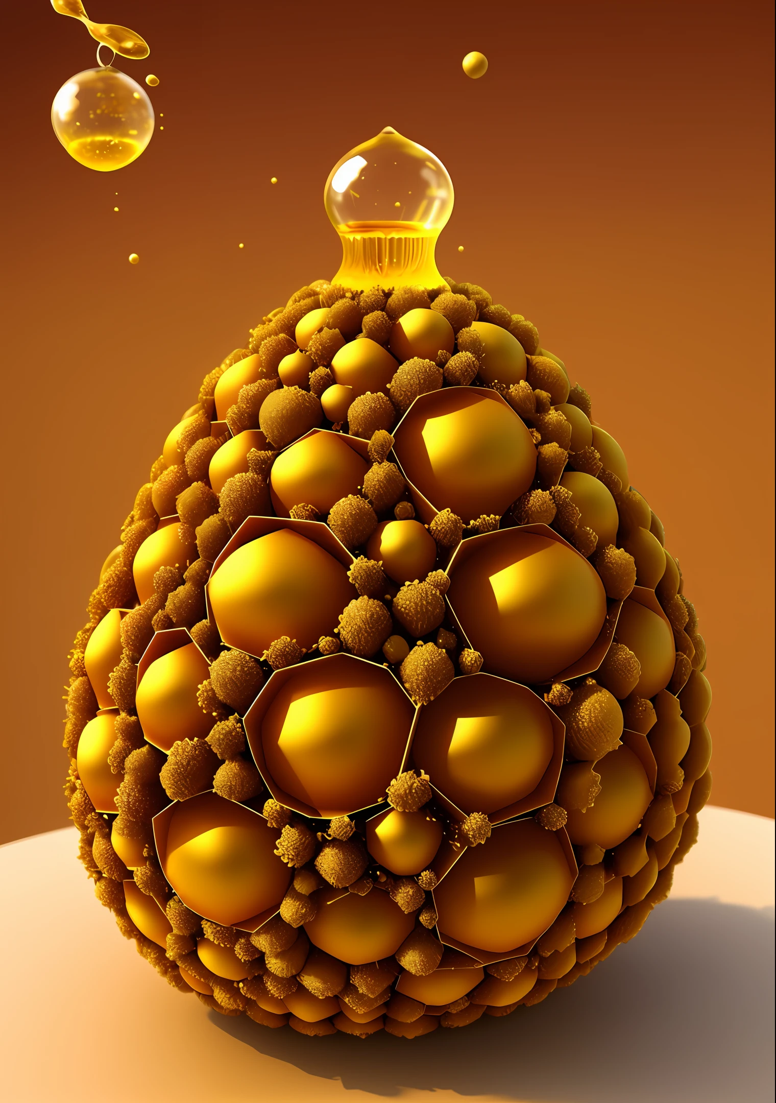 sphere anthill, mystical beehive, honey dripping, honey comb, high resolution, 3D, game design
