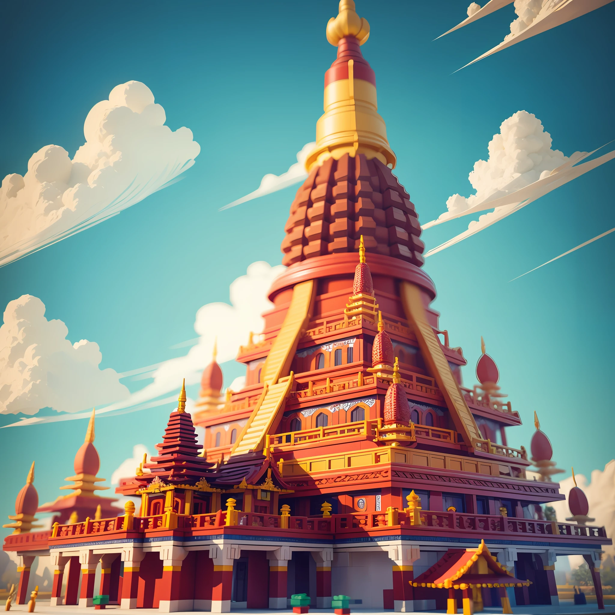 Lego style bagan pagoda, amusement park scene, rich color matching, blind box style, toy model, voxel, very detailed, super high resolution, 8K UHD --v 6