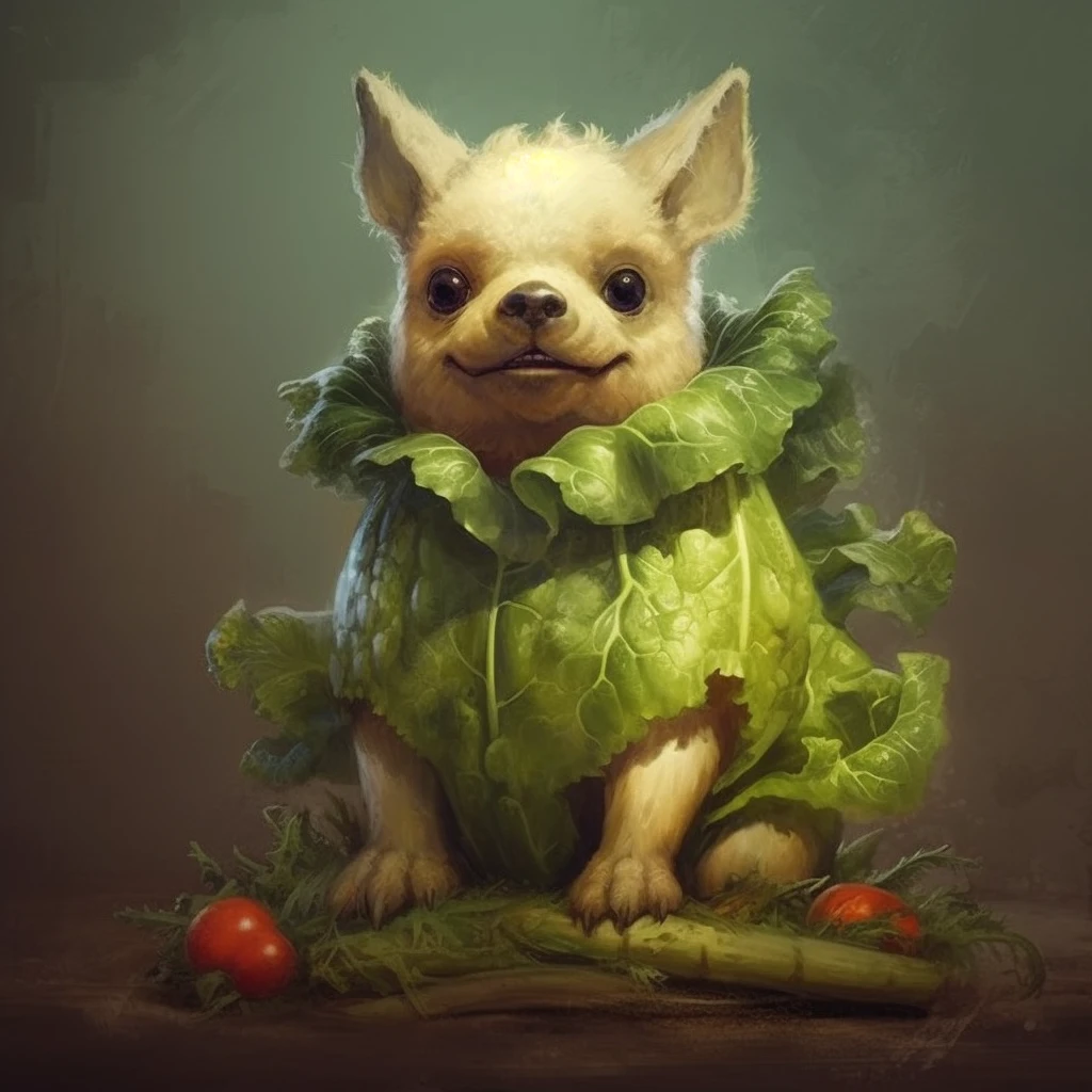 Vegetable dog, mixed, cute, fantasy creature