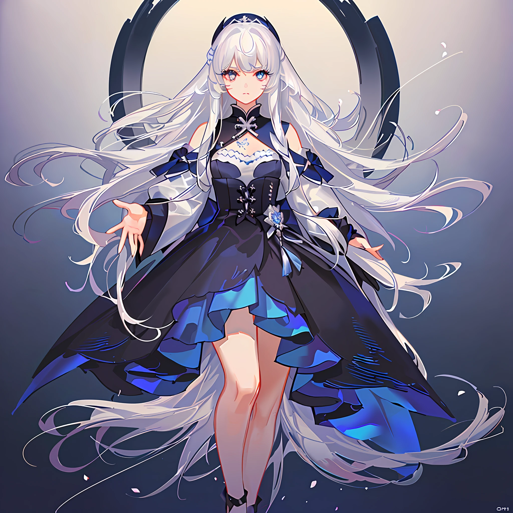 girl,long hair,masterpiece,best quality,official art,extremely detailed CG unity 8k wallpaper,white hair,gradient_eyes,serious,Blue eyes,Close-up of face白发蓝眼