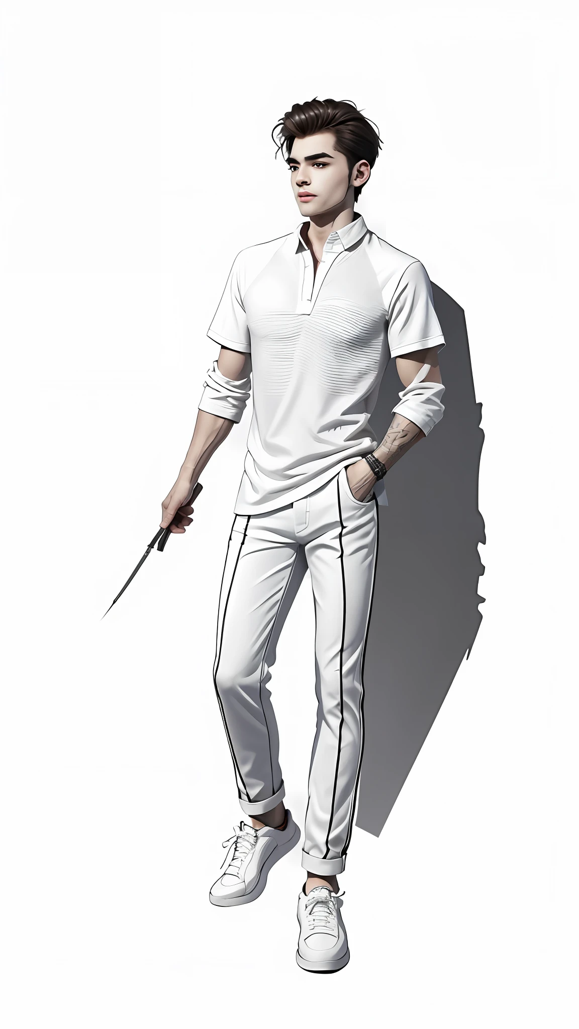 best quality, high quality, 8K, white background, {{{lineart:1.3}}}, 1boy, solo, zlayato,