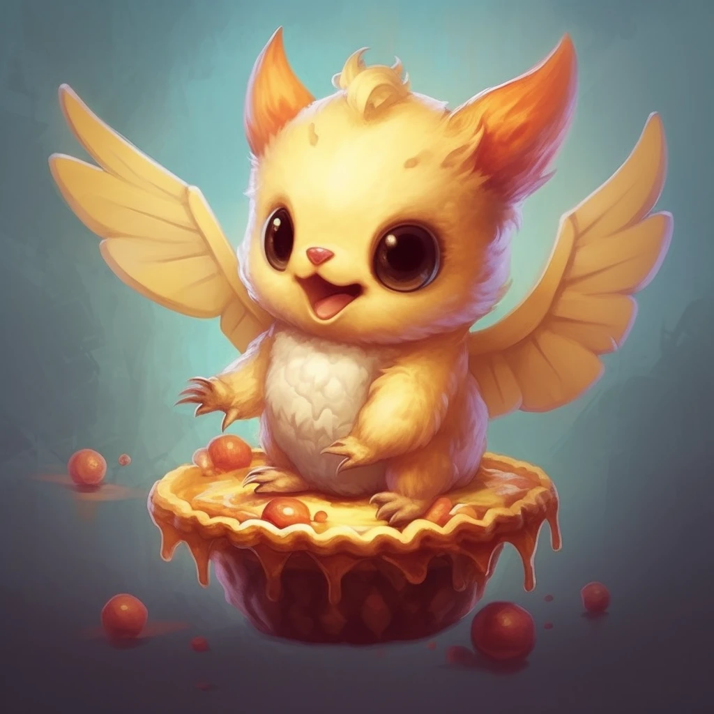 A pie, wings, cute, Pokémon-like creature