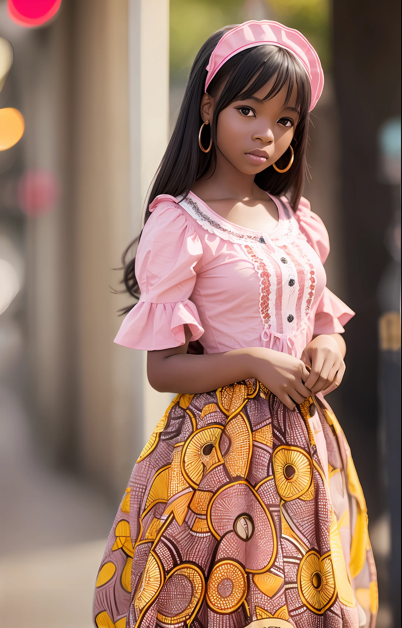 African, ta, Standing, Girl, Photography, Modeling, Realistic, Best Quality, High Resolution, Photography, Background Bokeh,