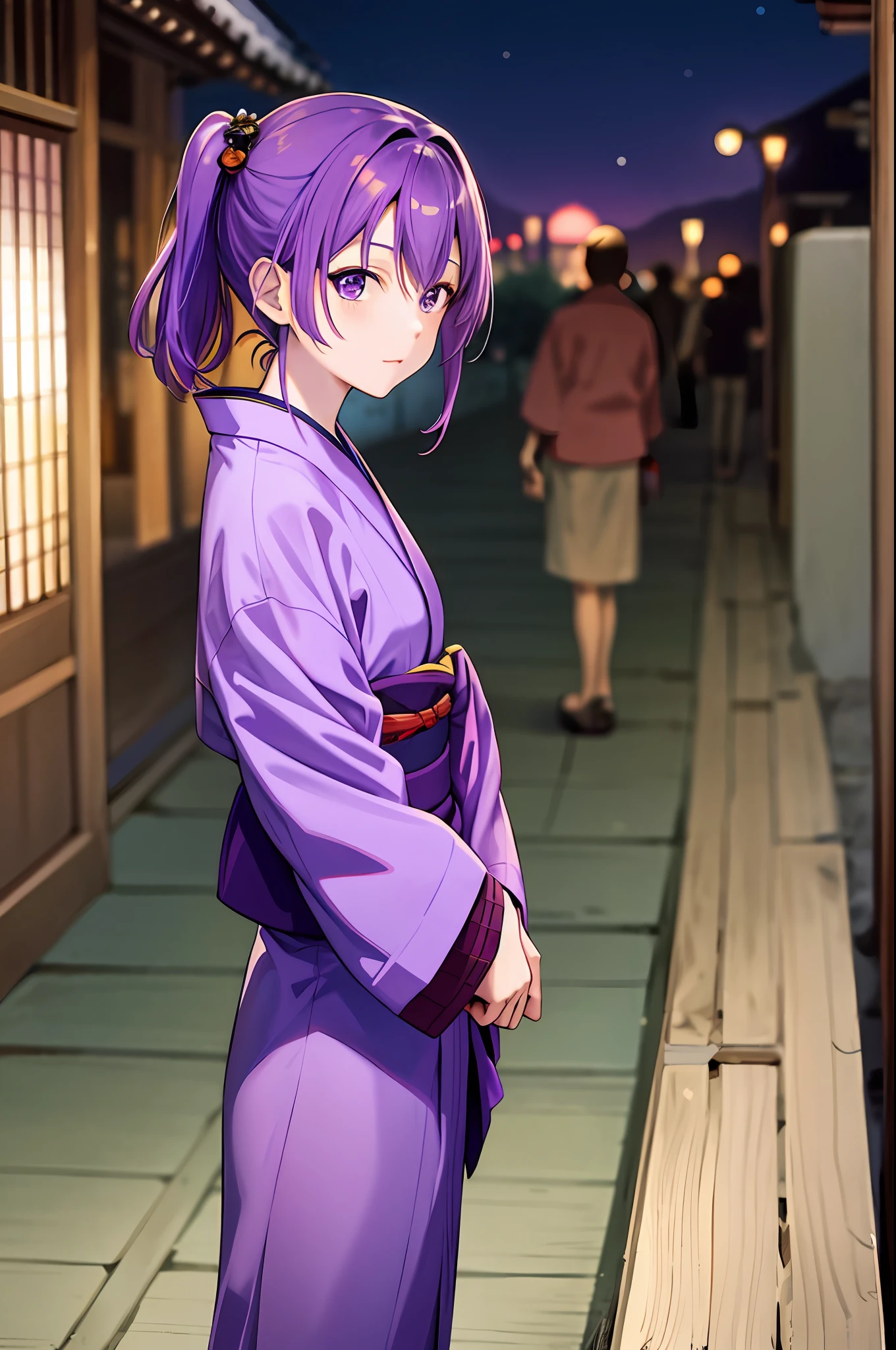 Nino Nakano The Quintessential, purple hair, purple kimono, purple yukata