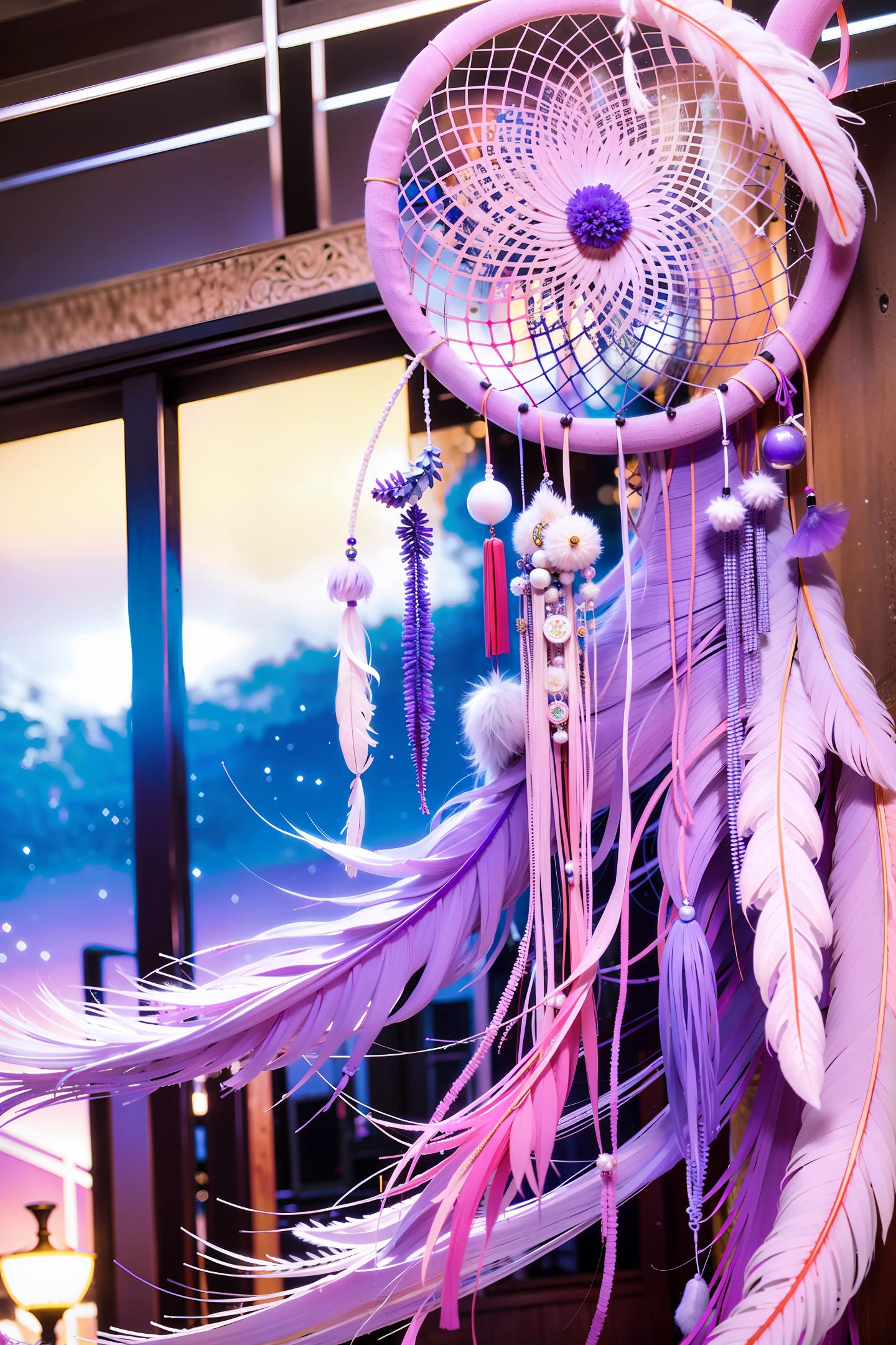 white dream catcher with a star on it, dreamcatcher, dreamcatchers, feathers, galactic dreamcatchers, white color, white hue, purple hues, purple and blue, wind chimes, feather earing, purple and pink, made of feathers, purple and blue colored, purples, blue and purple, beautiful feathers, shades of white, full dream catcher in the wall of room, dream catchers full on room wall