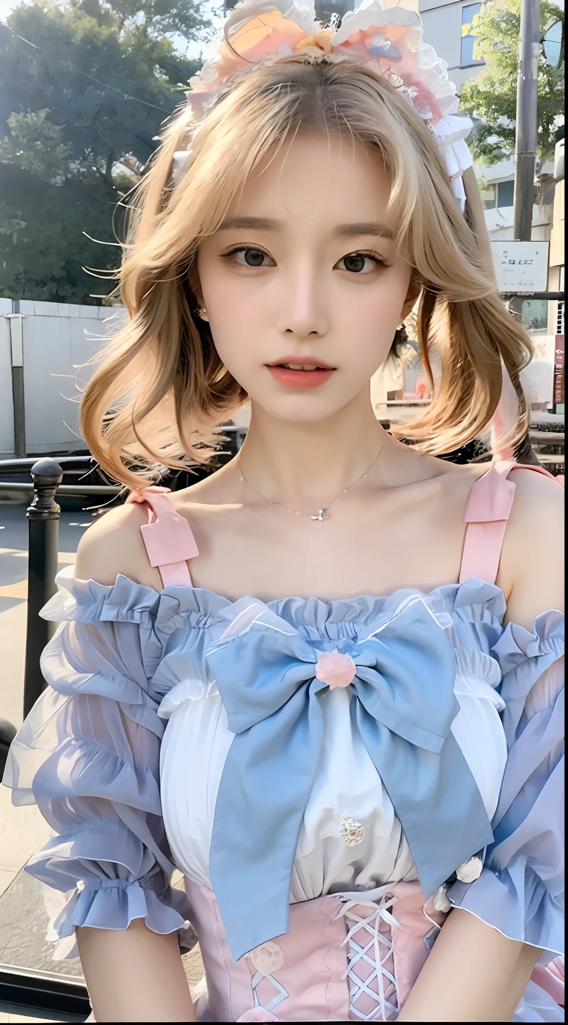 ((Best Quality, 8k, Masterpiece: 1.3)), Focus: 1.2, Perfect Body Beauty: 1.4, Buttocks: 1.2, (Layered Haircut: 1.2)), (Rain, Street:1.3), Highly detailed face and skin texture, Fine eyes, Double eyelids, Whitening skin, Long hair, (Round face: 1.5), sweet_ta