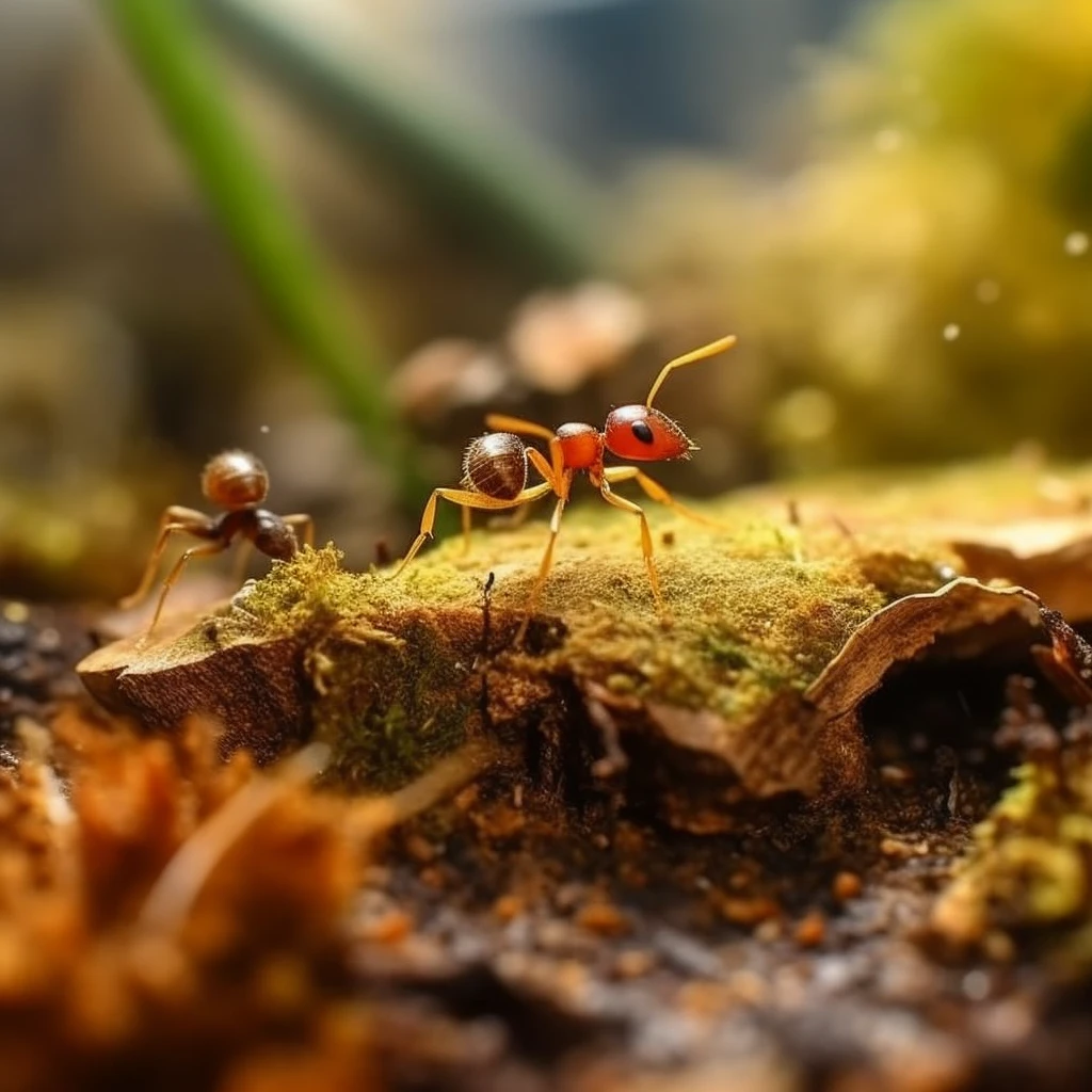 Golden Ant Moving Tilt-shift shot