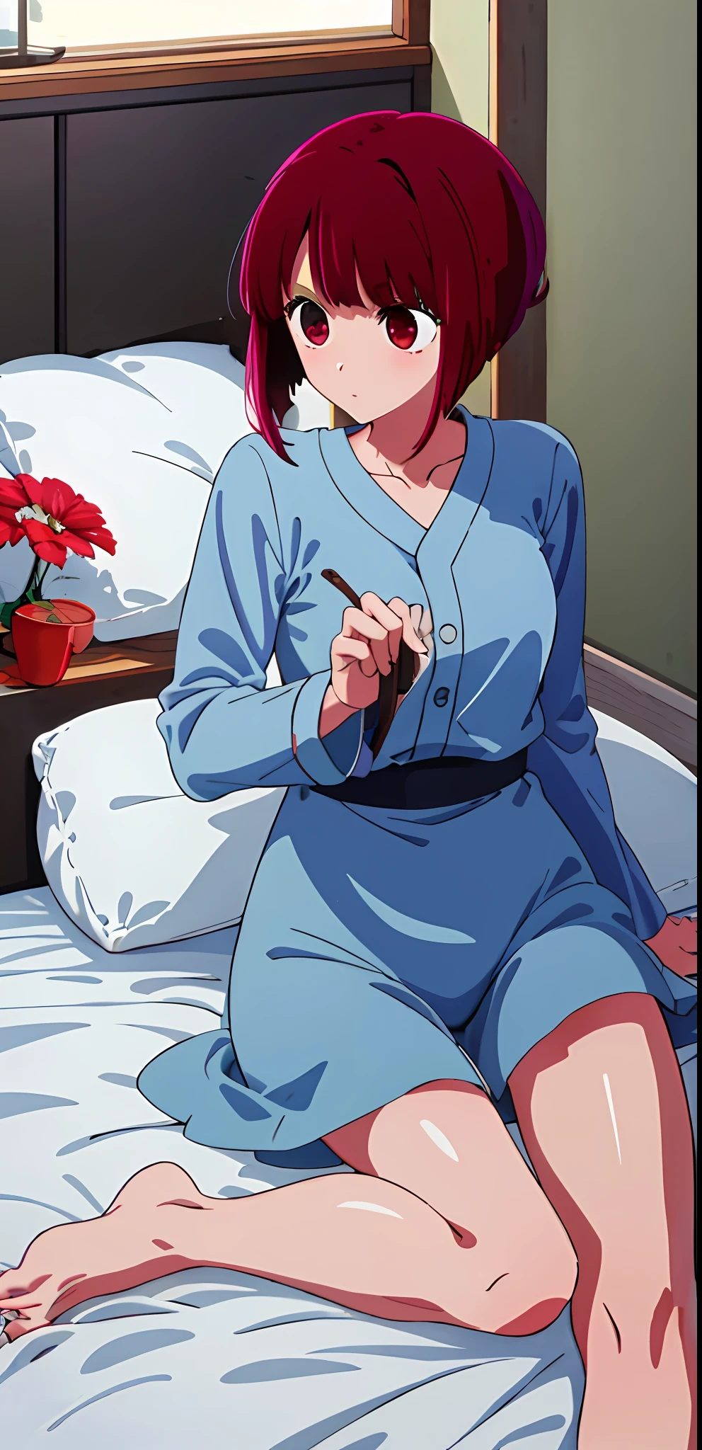 masterpiece, best quality, solo, 1girl, kana_arima\(oshinoko\),pajamas, bedroom, lying, medium breast