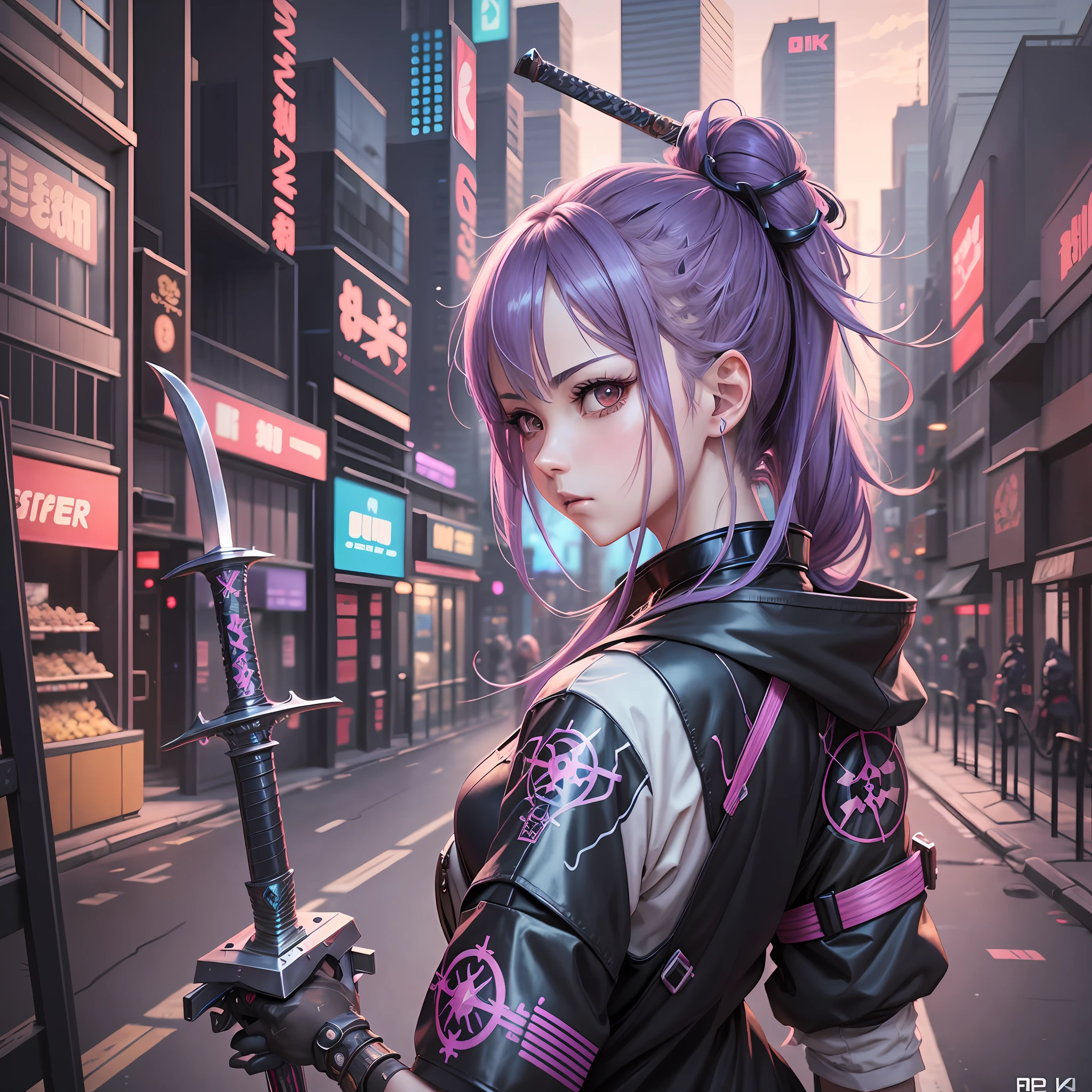 anime girl with sword and sword in front of a city, badass anime 8 k, anime style 4 k, female action anime girl, anime cyberpunk art, best anime 4k konachan wallpaper, cyberpunk anime girl, 4k anime wallpaper, female cyberpunk anime girl, ultra hd anime wallpaper, digital cyberpunk anime art, cyberpunk anime girl mech, anime wallpaper 4k